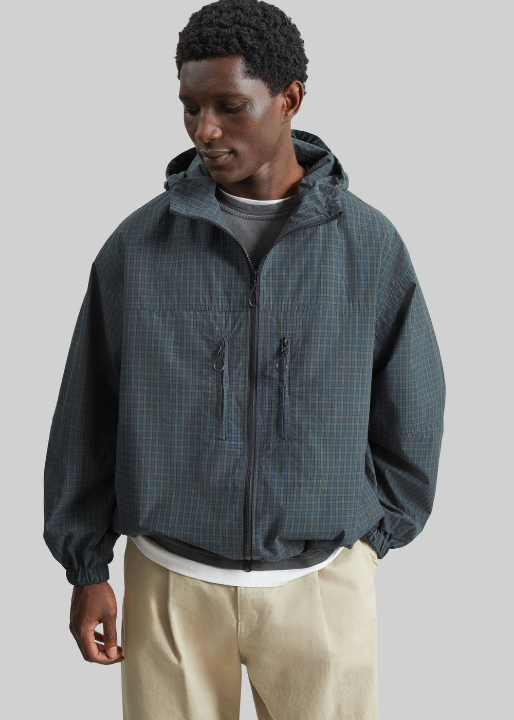 Bristol Windbreaker Jacket - Green Plaid - 1