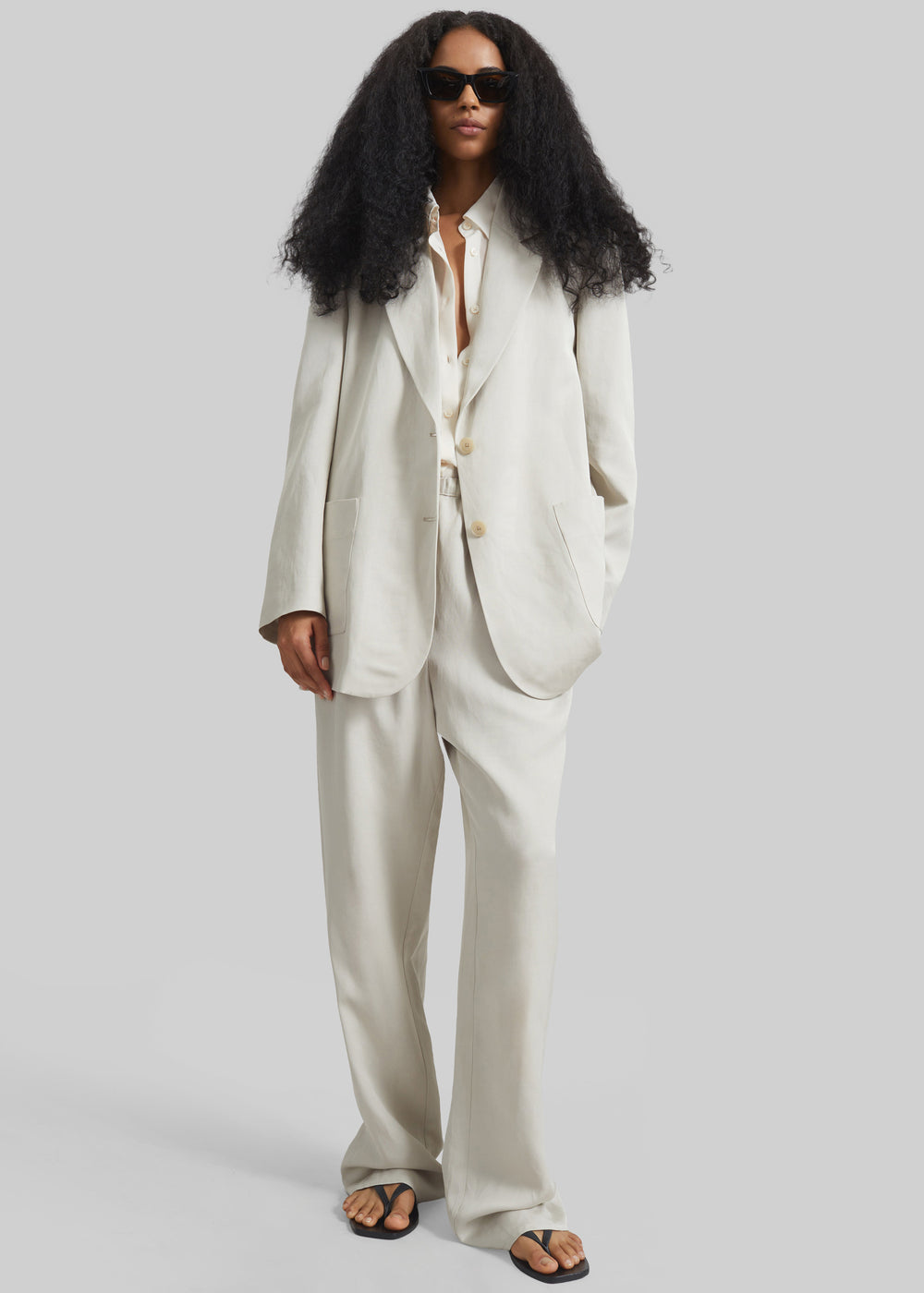 Bruna Linen Soft Blazer - Light Beige - 1