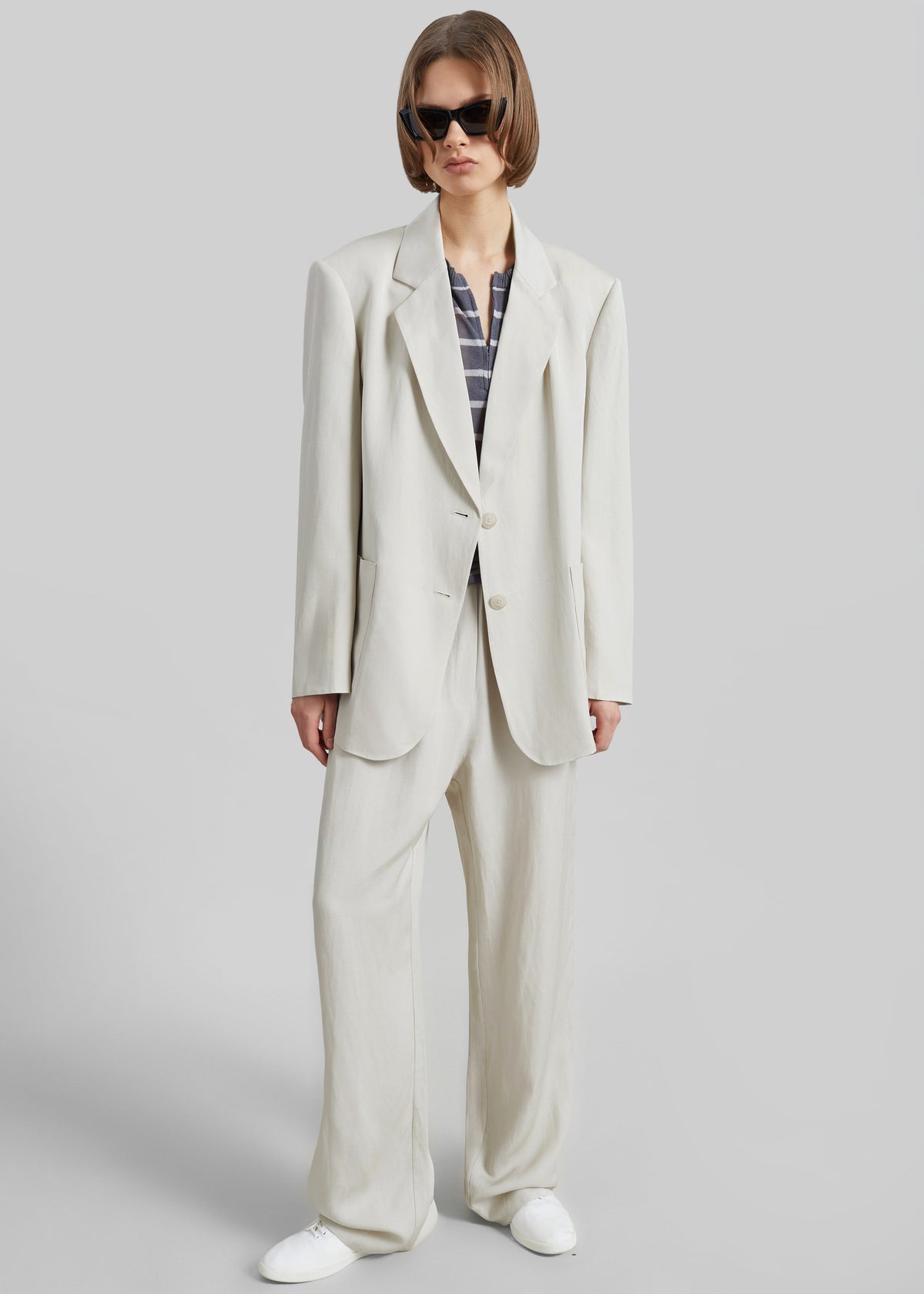 Bruna Linen Soft Blazer - Light Beige - 1