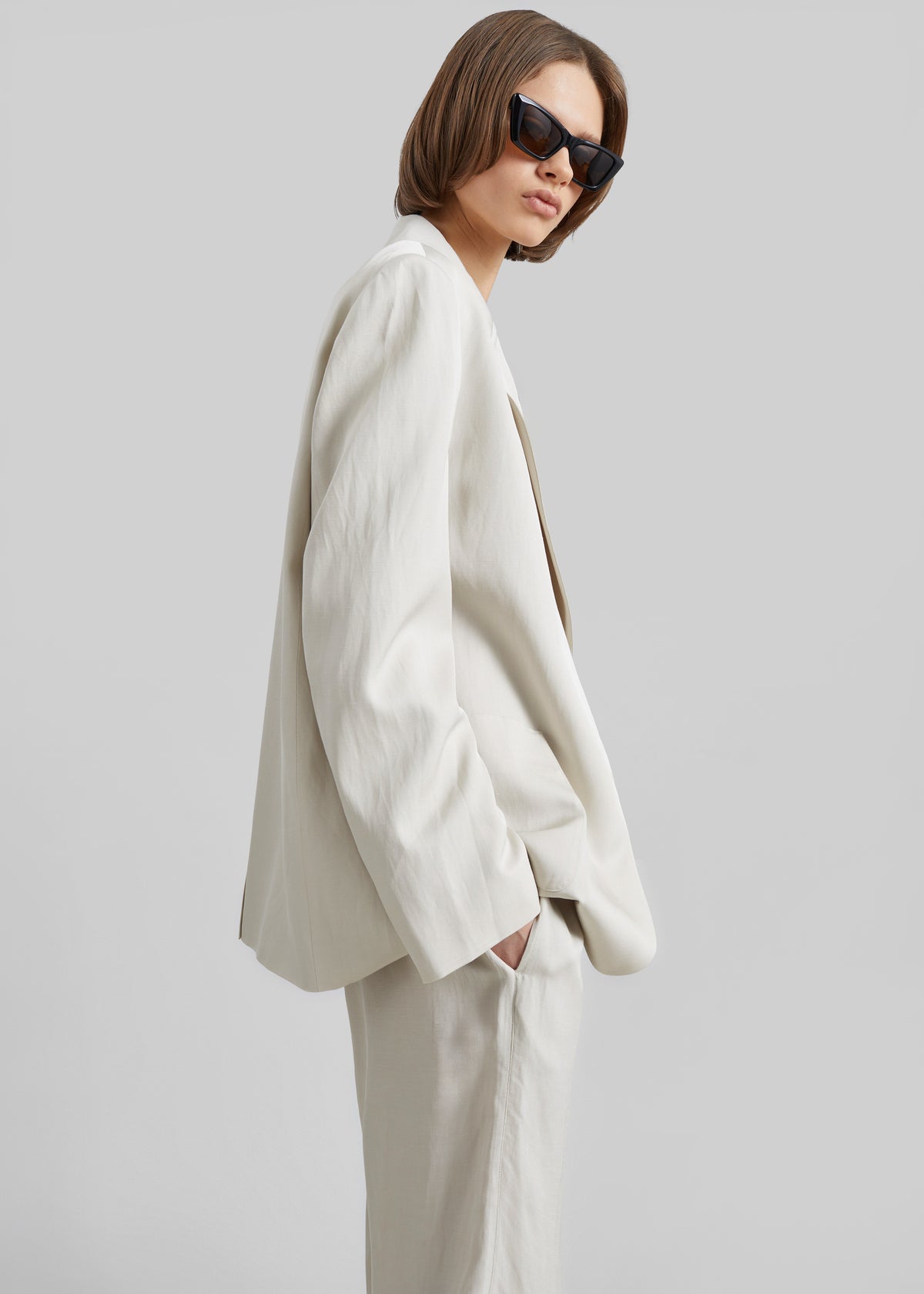 Bruna Linen Soft Blazer - Light Beige - 4
