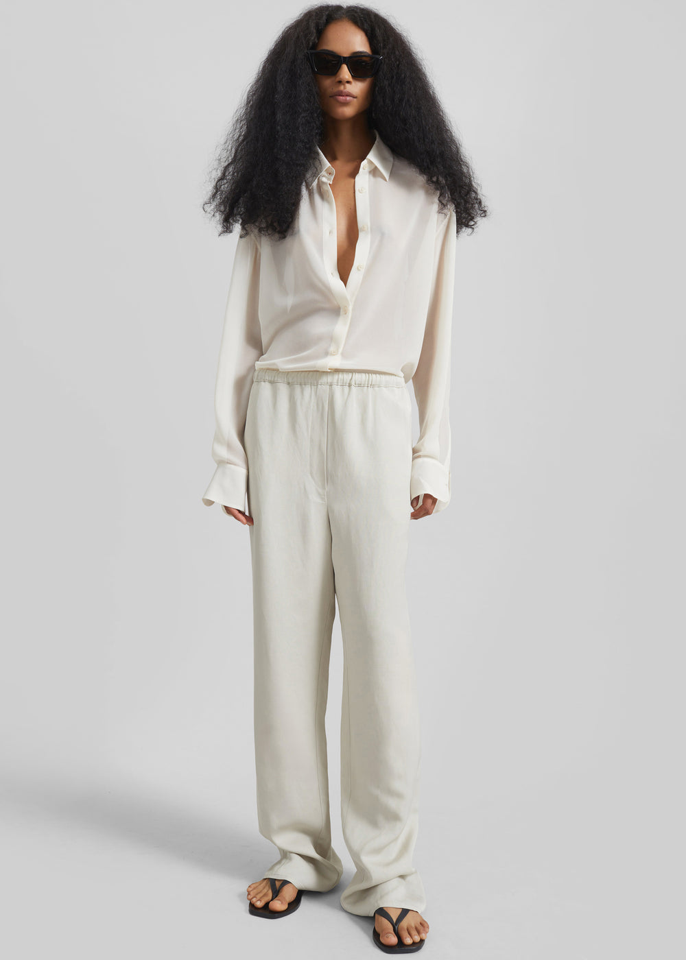 Bruna Linen Soft Pants - Light Beige