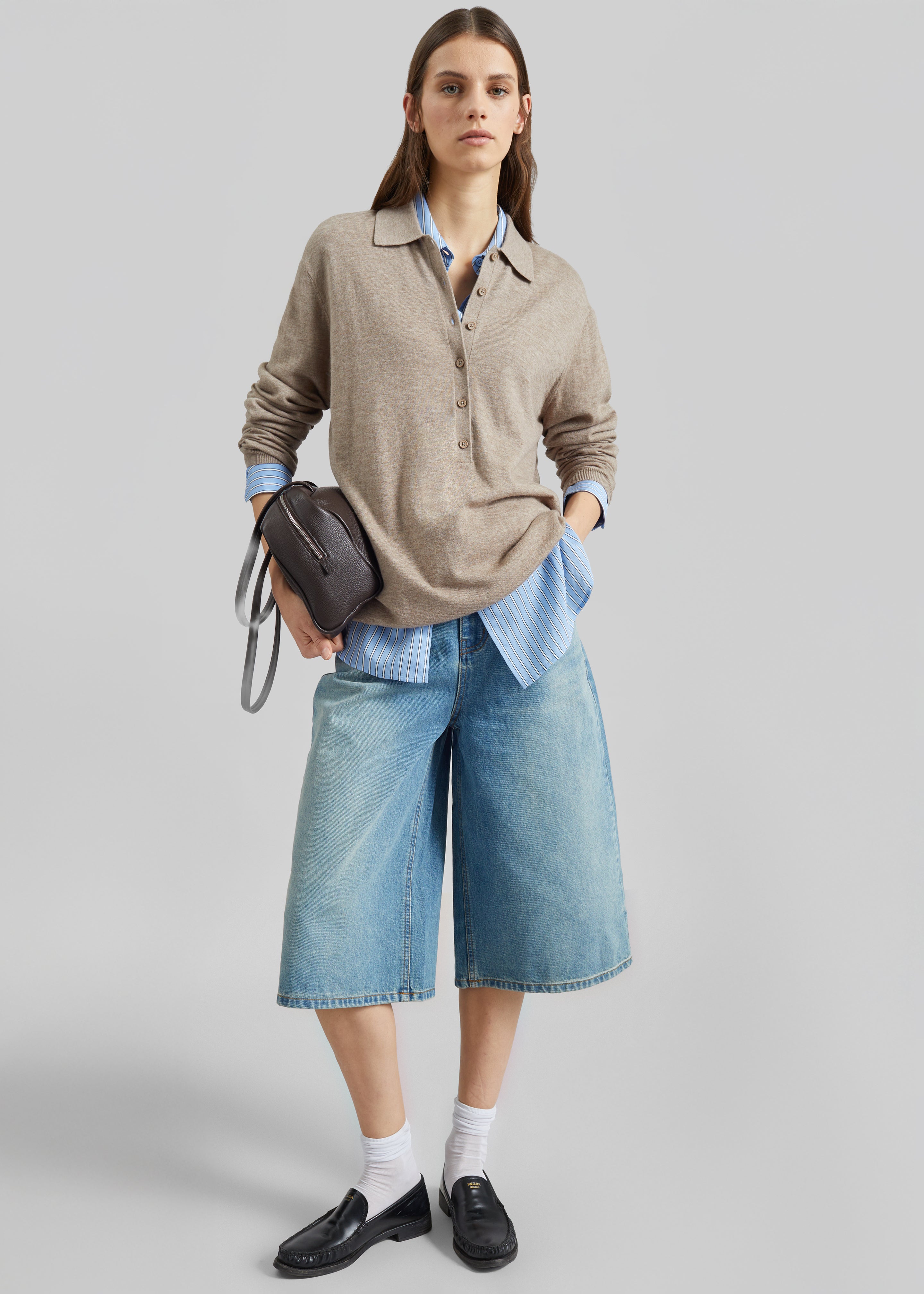 Brunoy Denim Culottes - Light Wash - 3
