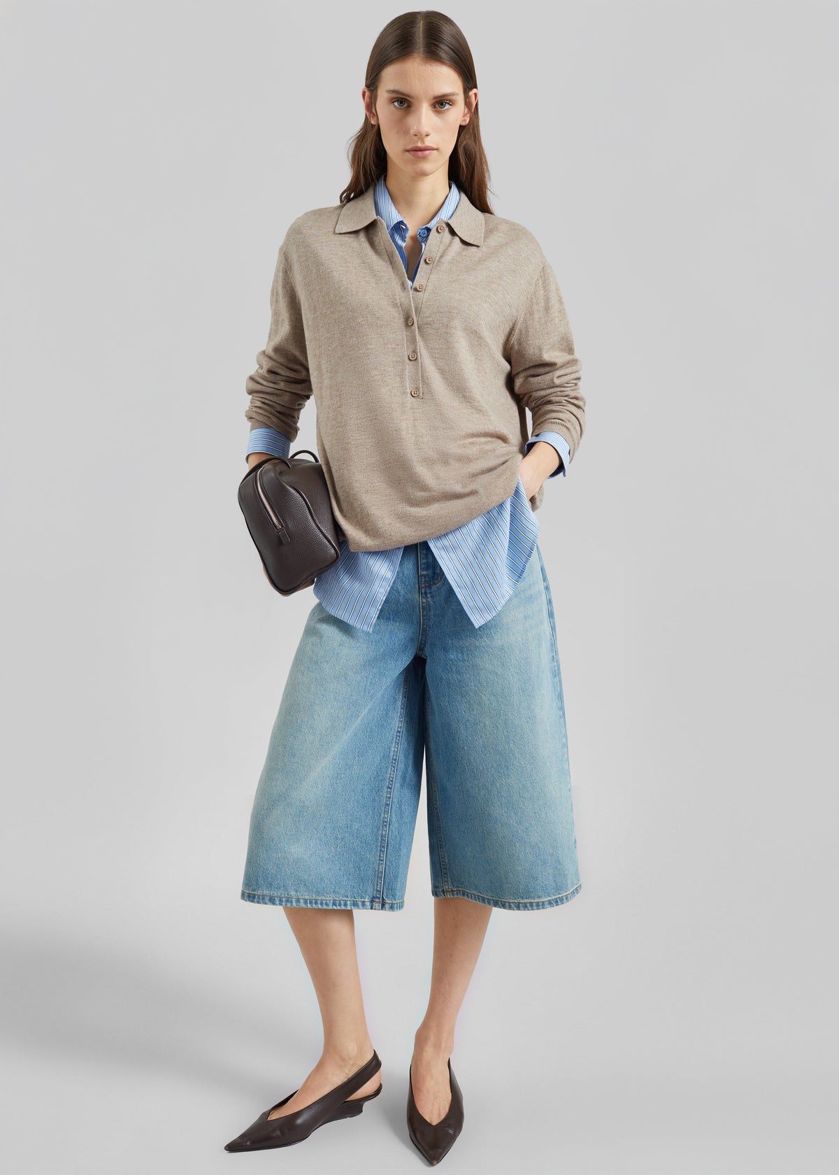 Brunoy Denim Culottes - Light Wash - 1
