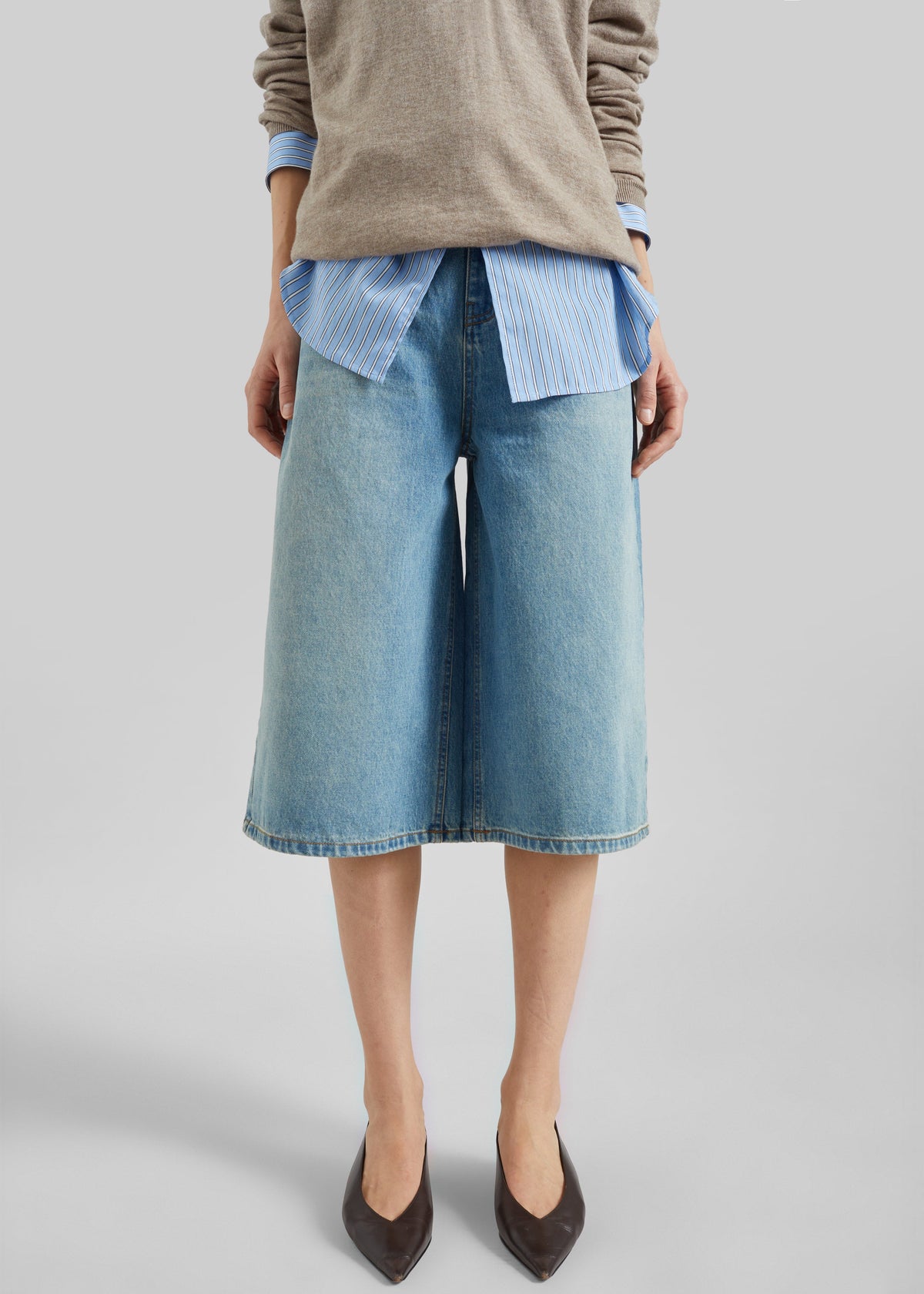 Brunoy Denim Culottes - Light Wash - 4