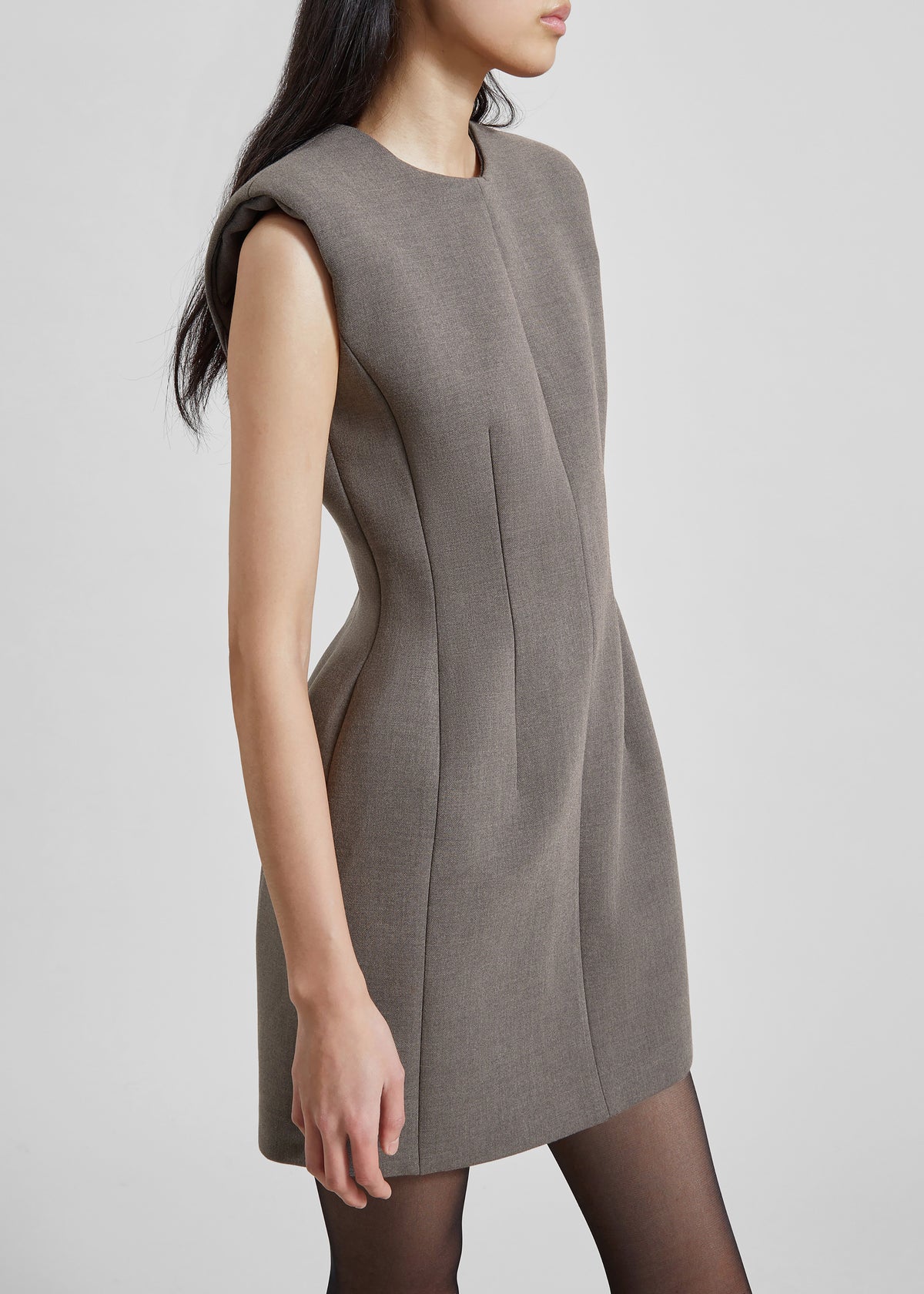 Bryn Cinched Mini Dress - Taupe Melange