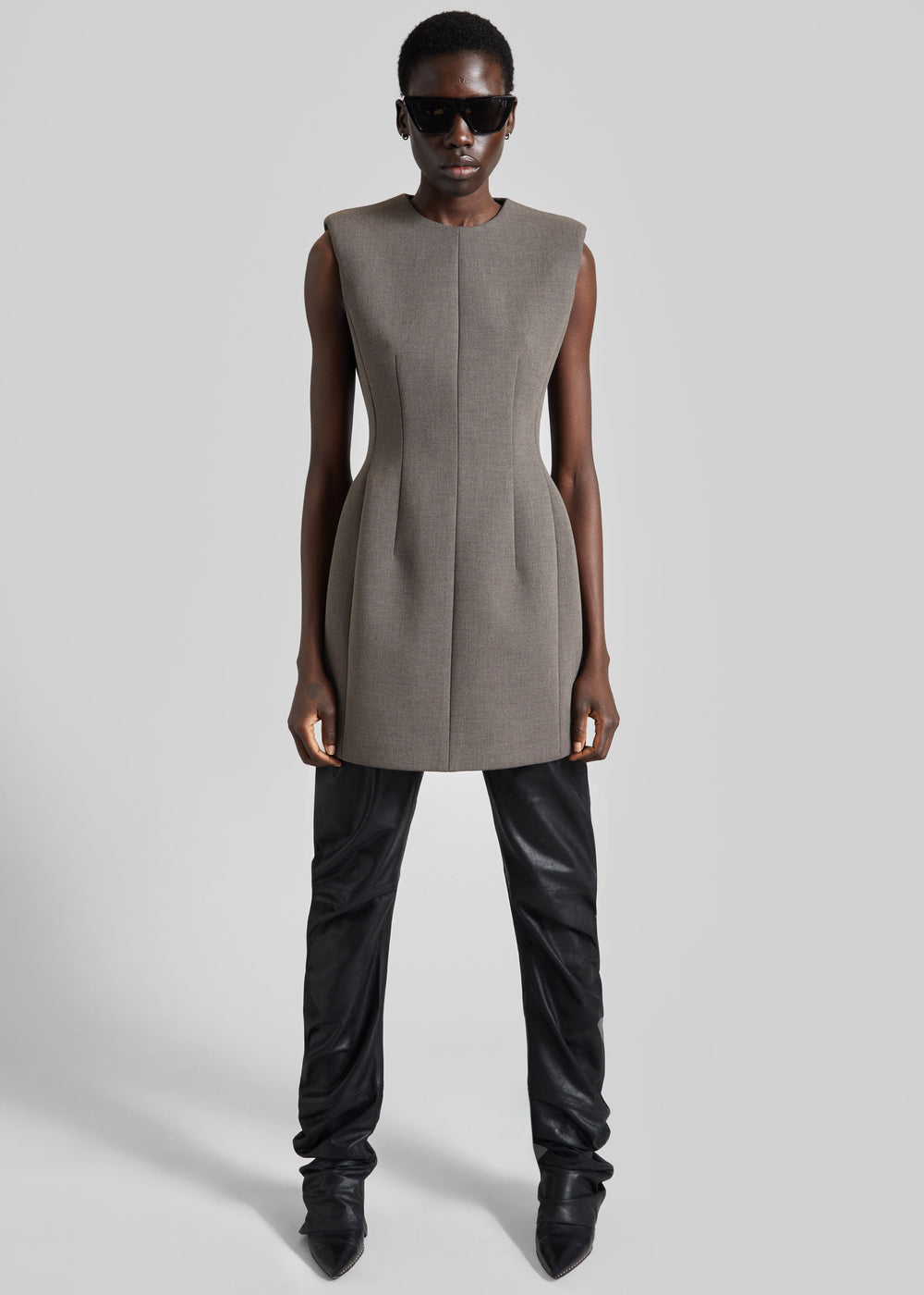 Bryn Cinched Mini Dress - Taupe Melange