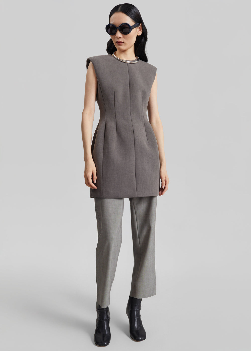 Bryn Cinched Mini Dress - Taupe Melange - 1