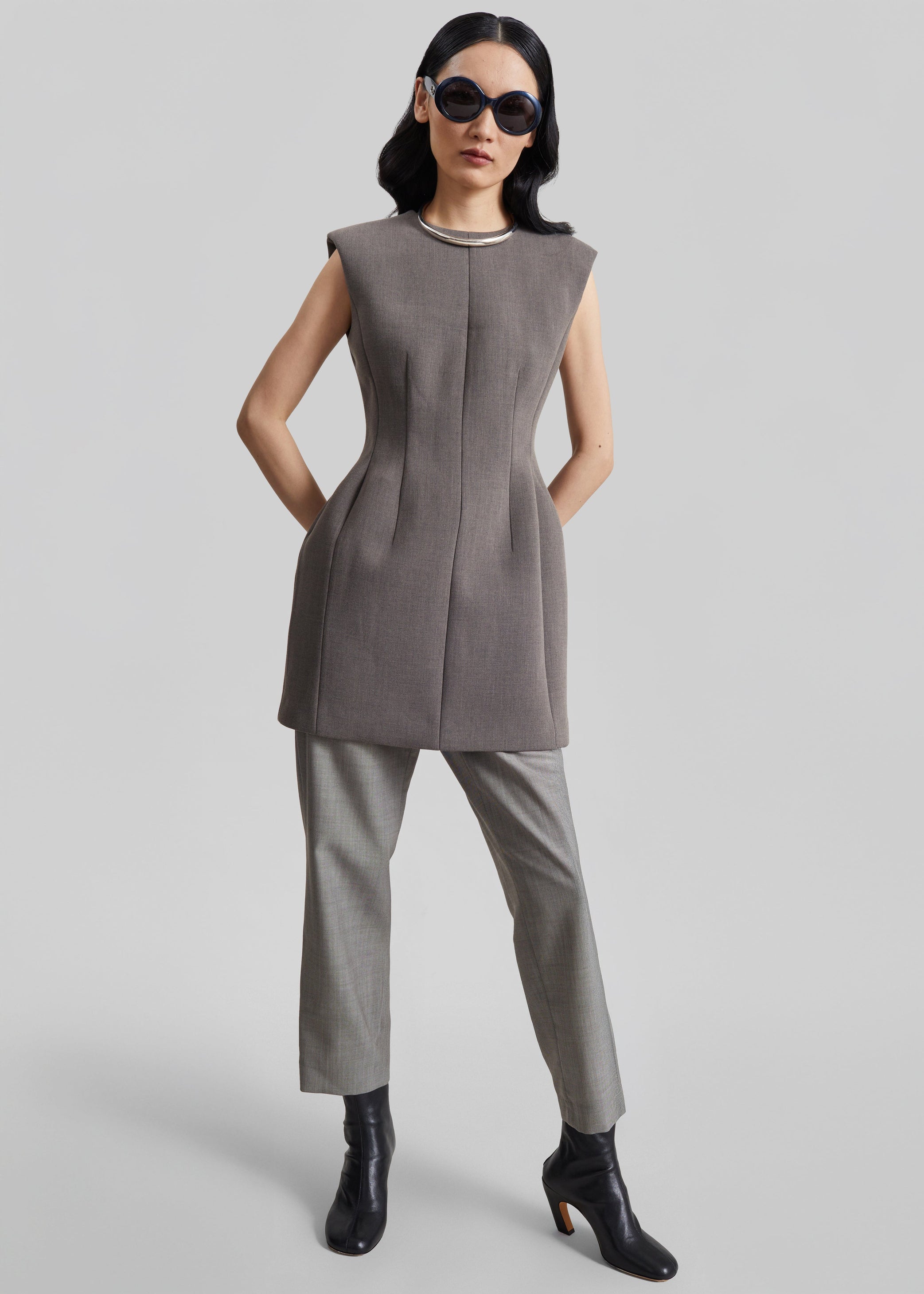 Shop the look image for Bryn Cinched Mini Dress - Taupe Melange
