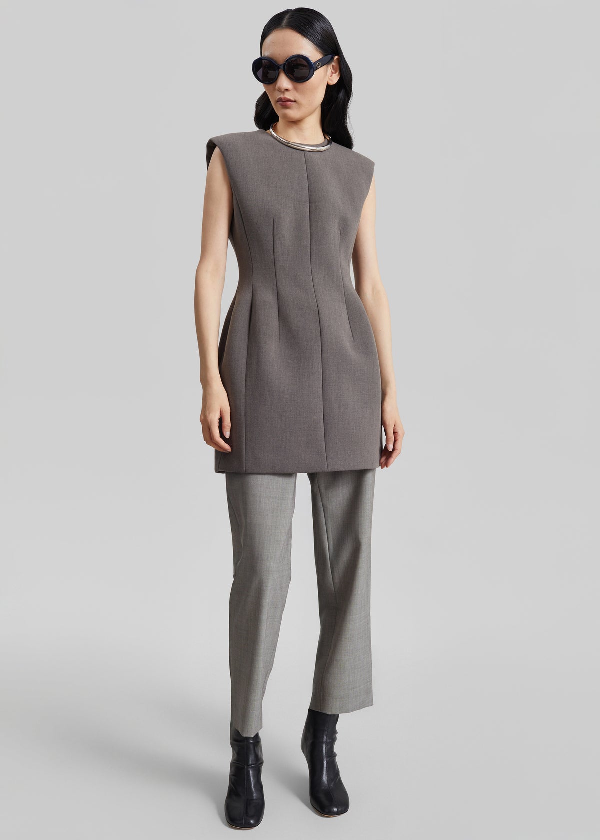 Shop the look image for Bryn Cinched Mini Dress - Taupe Melange