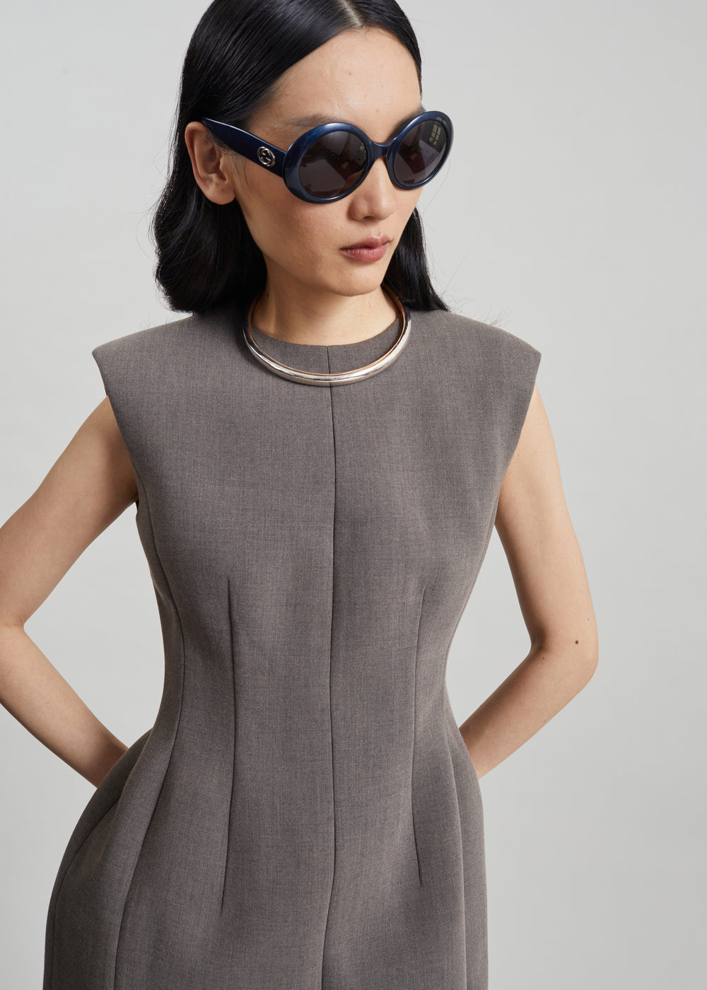Robe courte Bryn cintrée - Taupe chiné