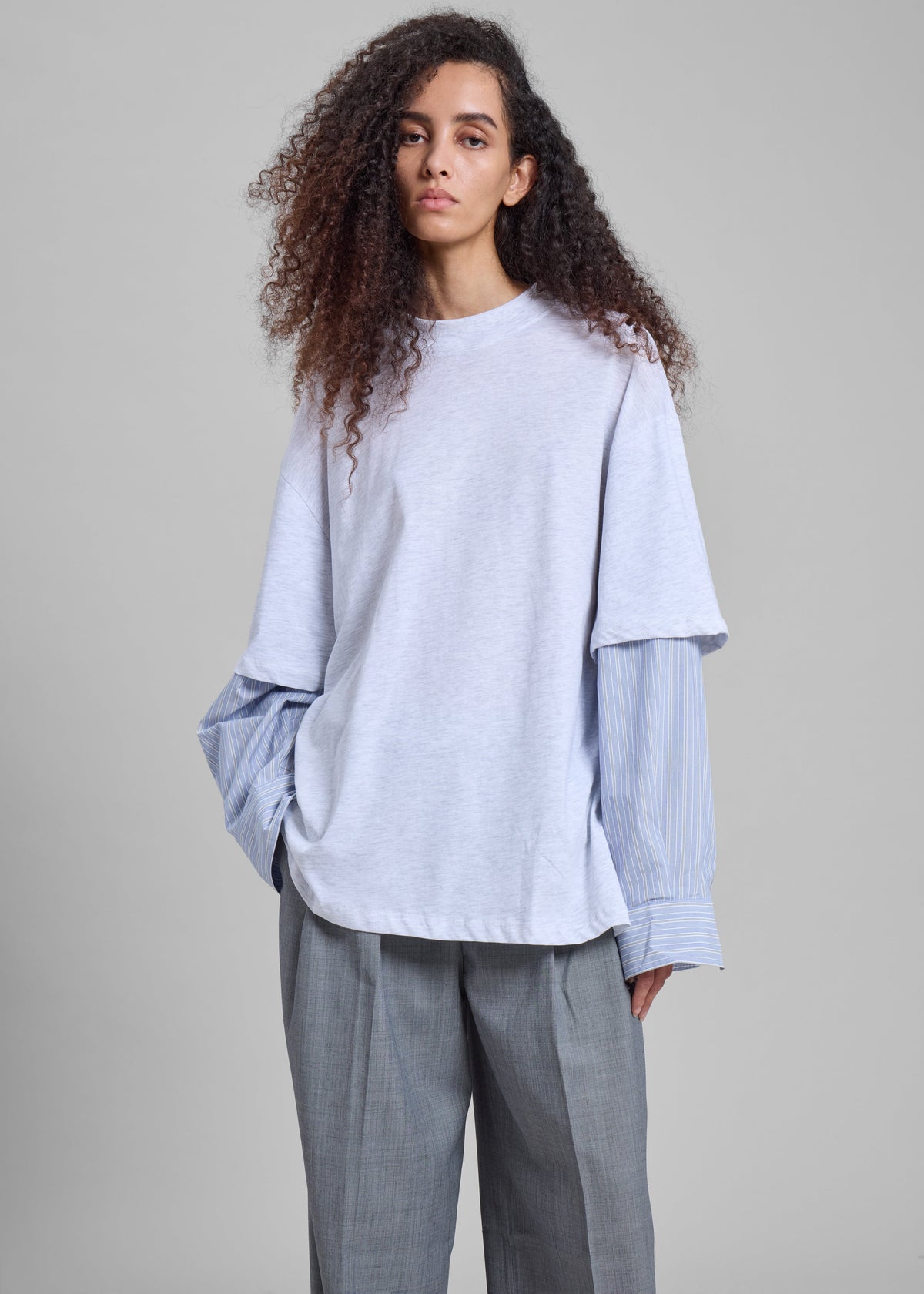 Bryton Layered Tee - Light Grey/Blue - 6