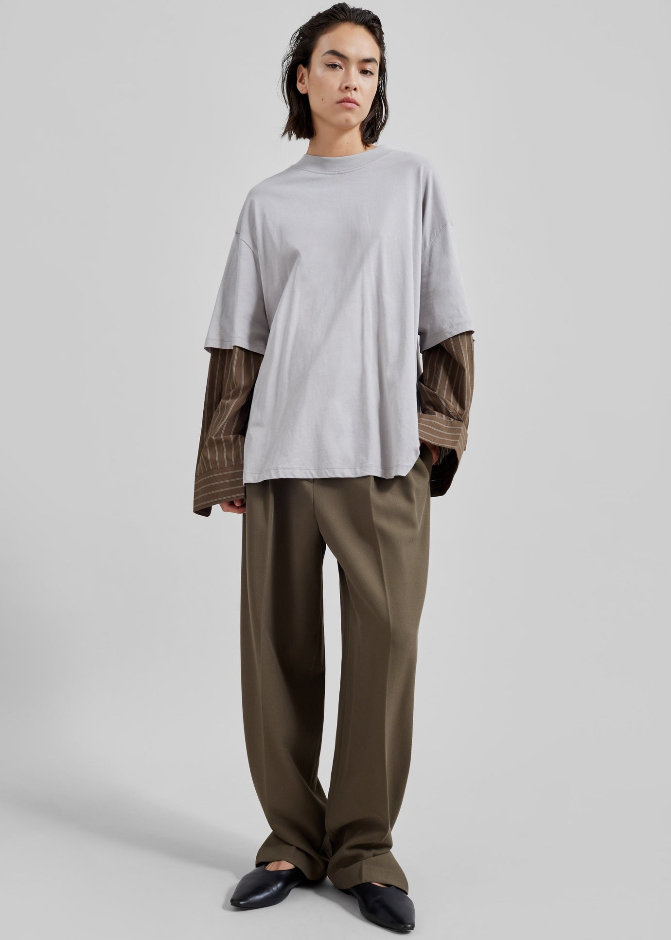 Bryton Layered Tee - Grey/Brown - 1