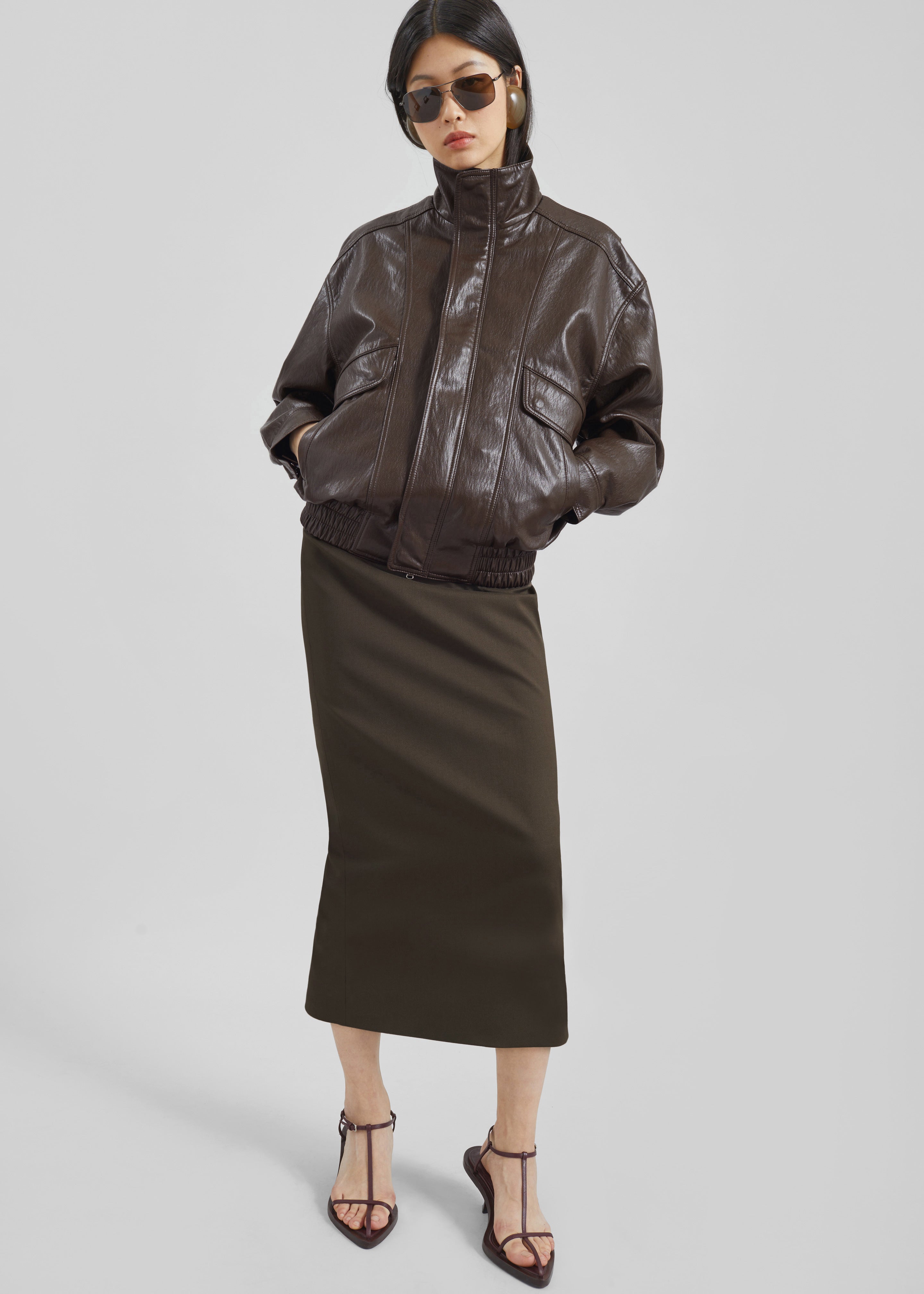 Burland Faux Leather Jacket - Brown - 4