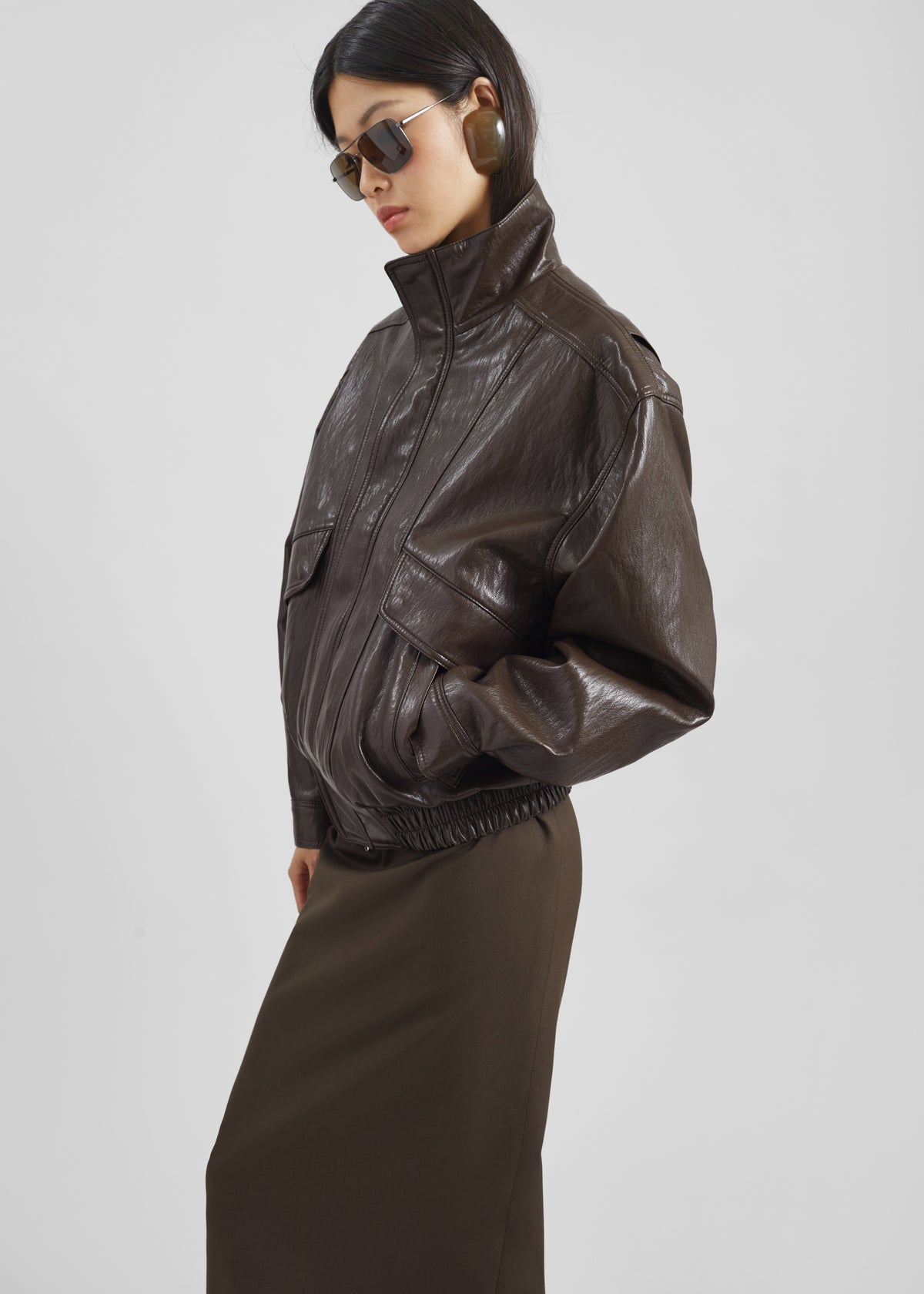 Burland Faux Leather Jacket - Brown - 8