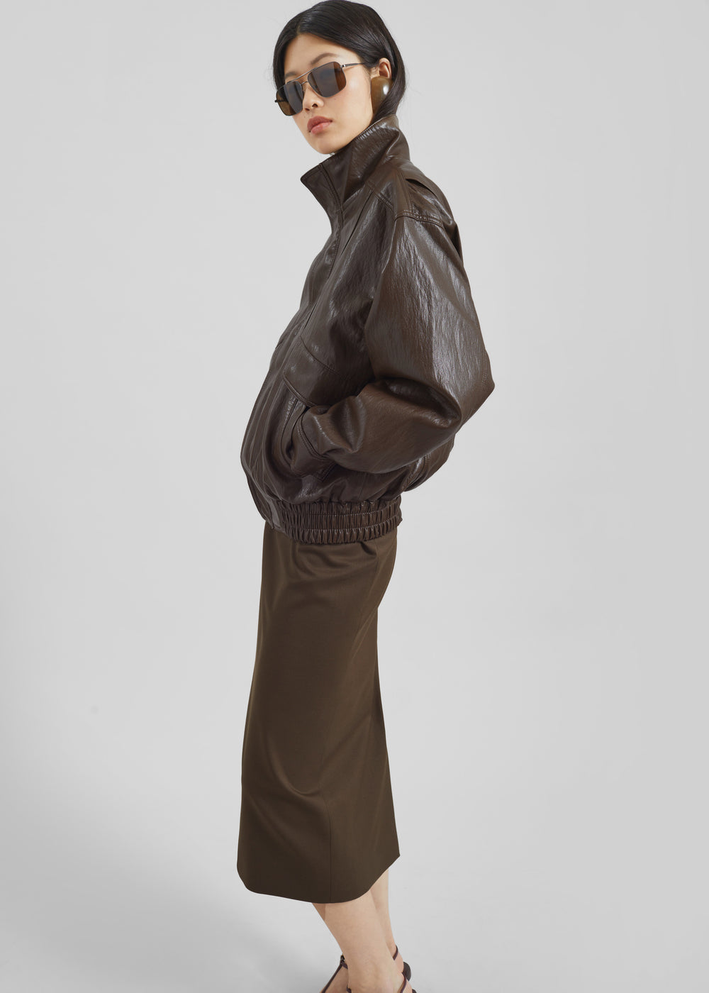 Burland Faux Leather Jacket - Brown