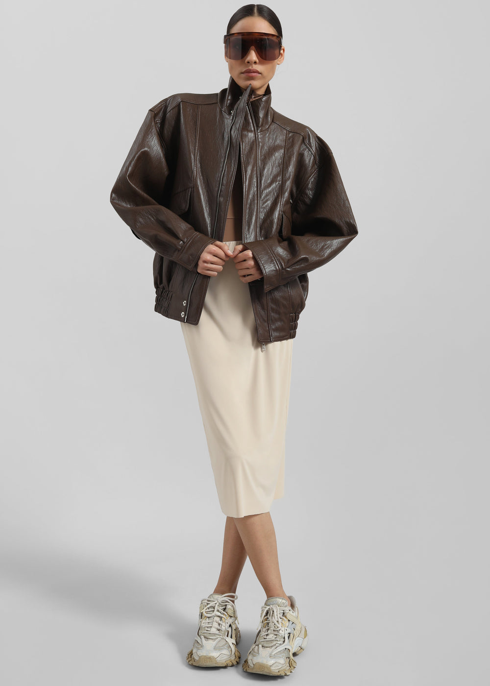 Burland Faux Leather Jacket - Brown - 1