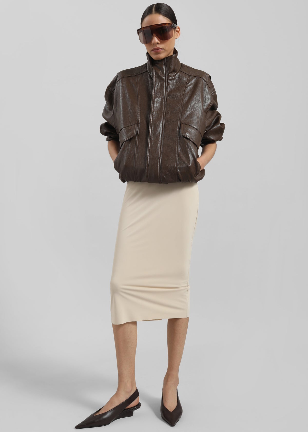Burland Faux Leather Jacket - Brown - 1