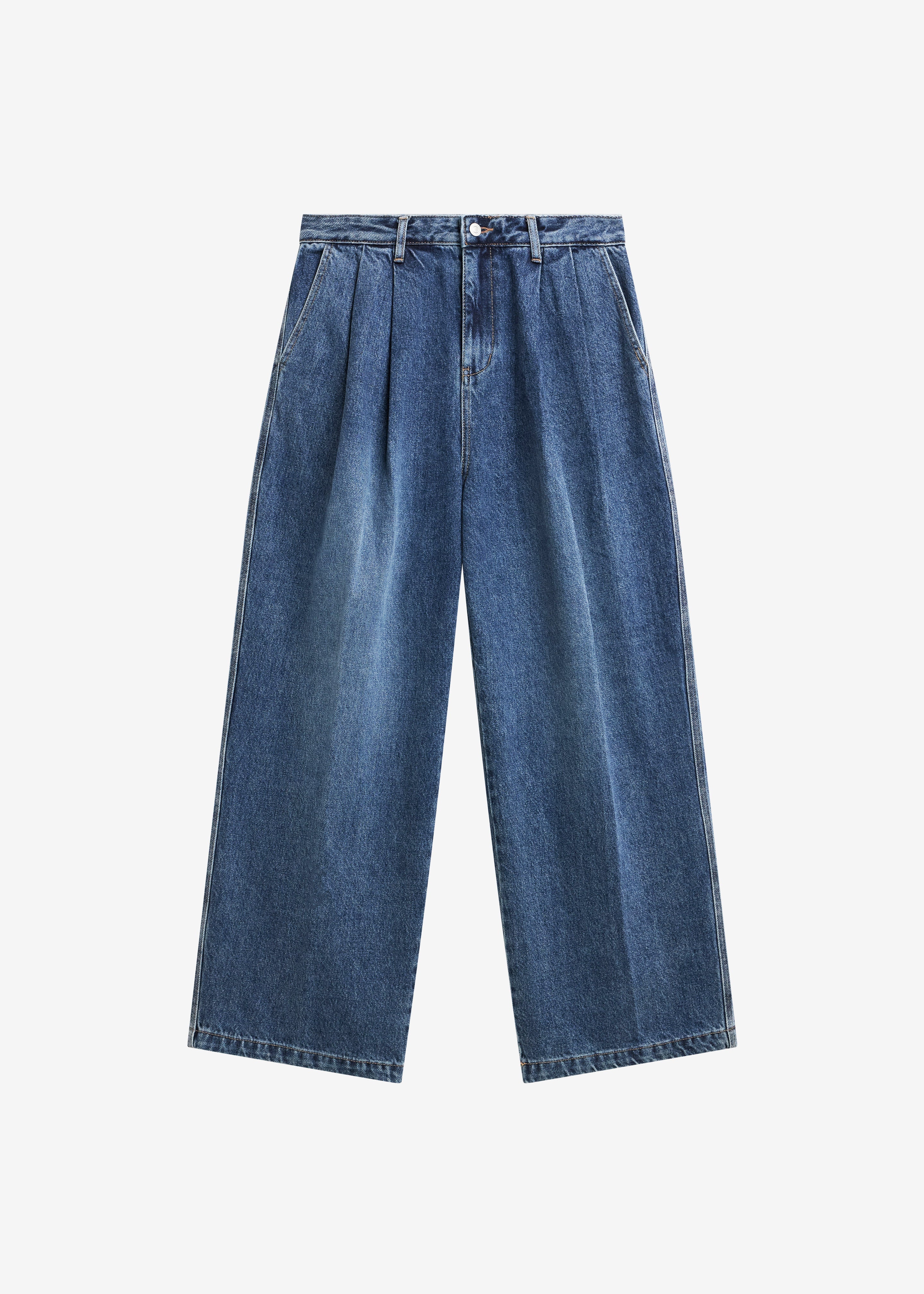 Buxton Pleated Wide Jeans - Medium Wash - 8