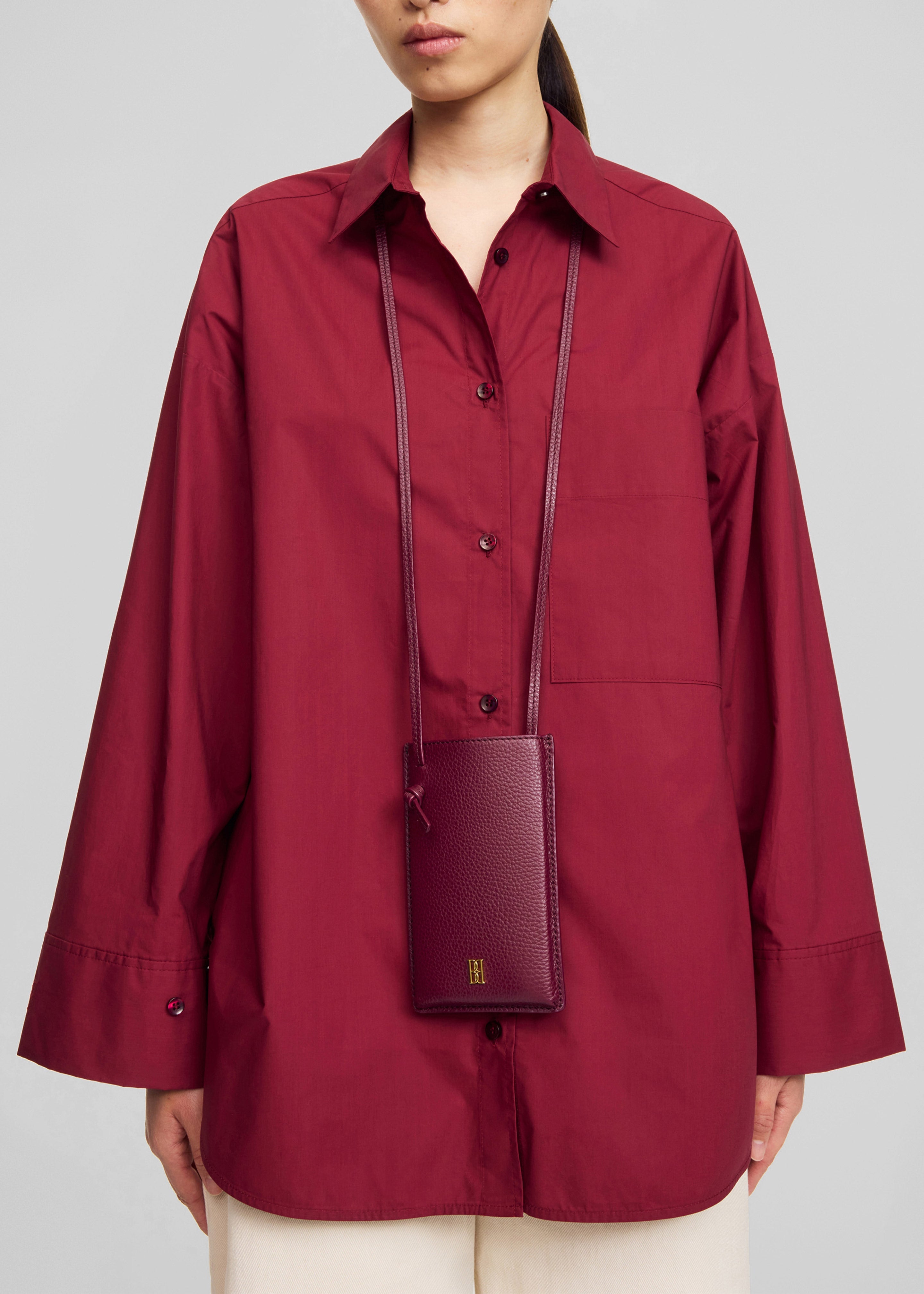 By Malene Birger Aya Phone Leather Pouch - Cabernet - 8