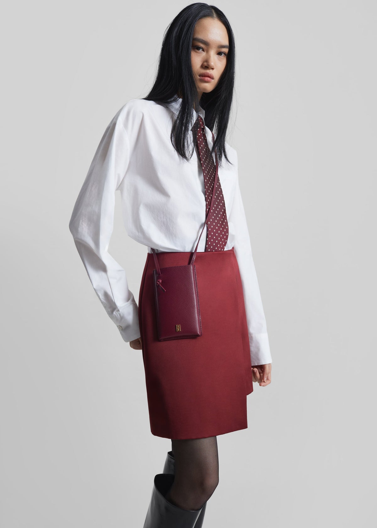 By Malene Birger Aya Phone Leather Pouch - Cabernet - 2