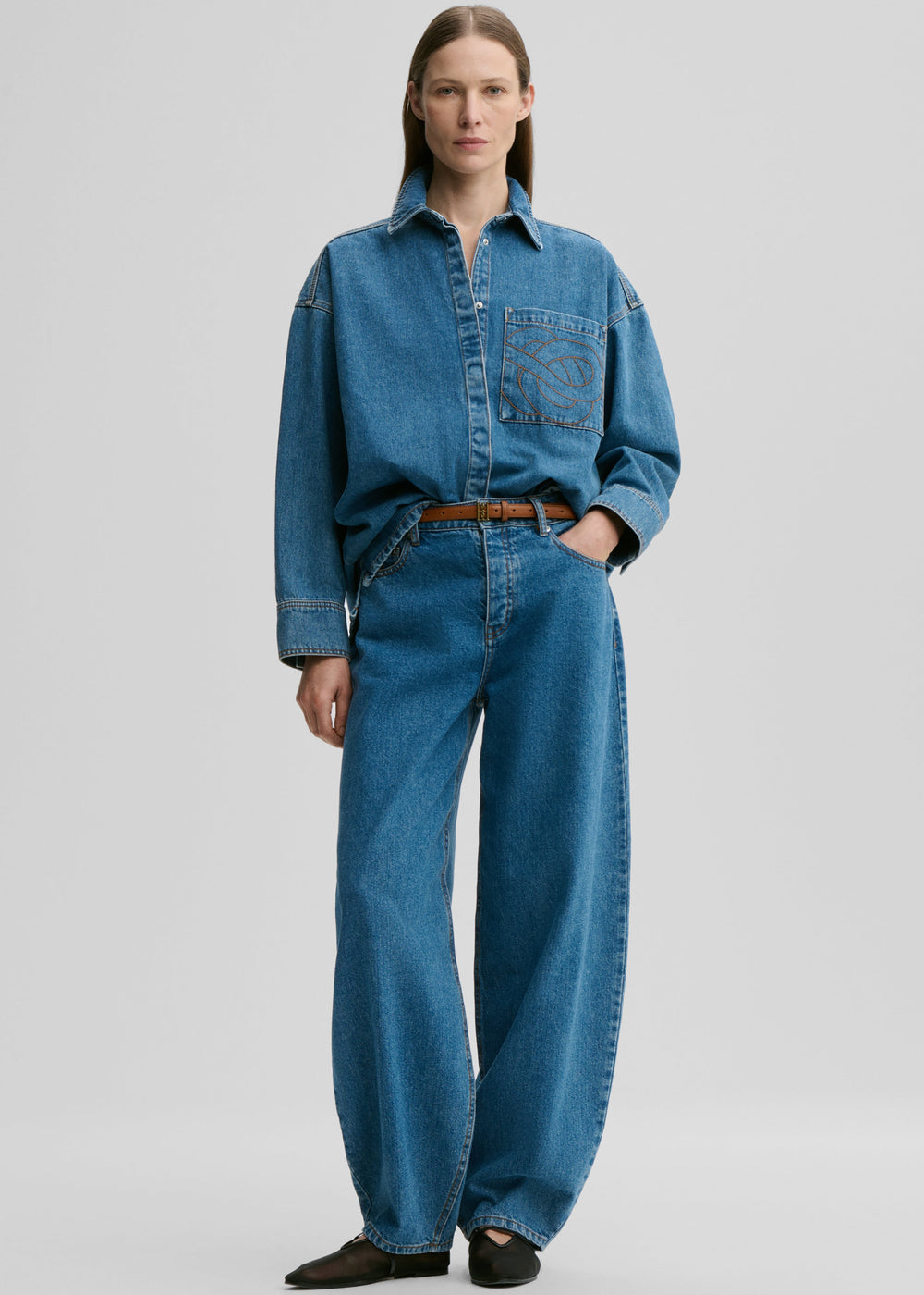 By Malene Birger Dea Denim Shirt - Mid Denim Blue - 1