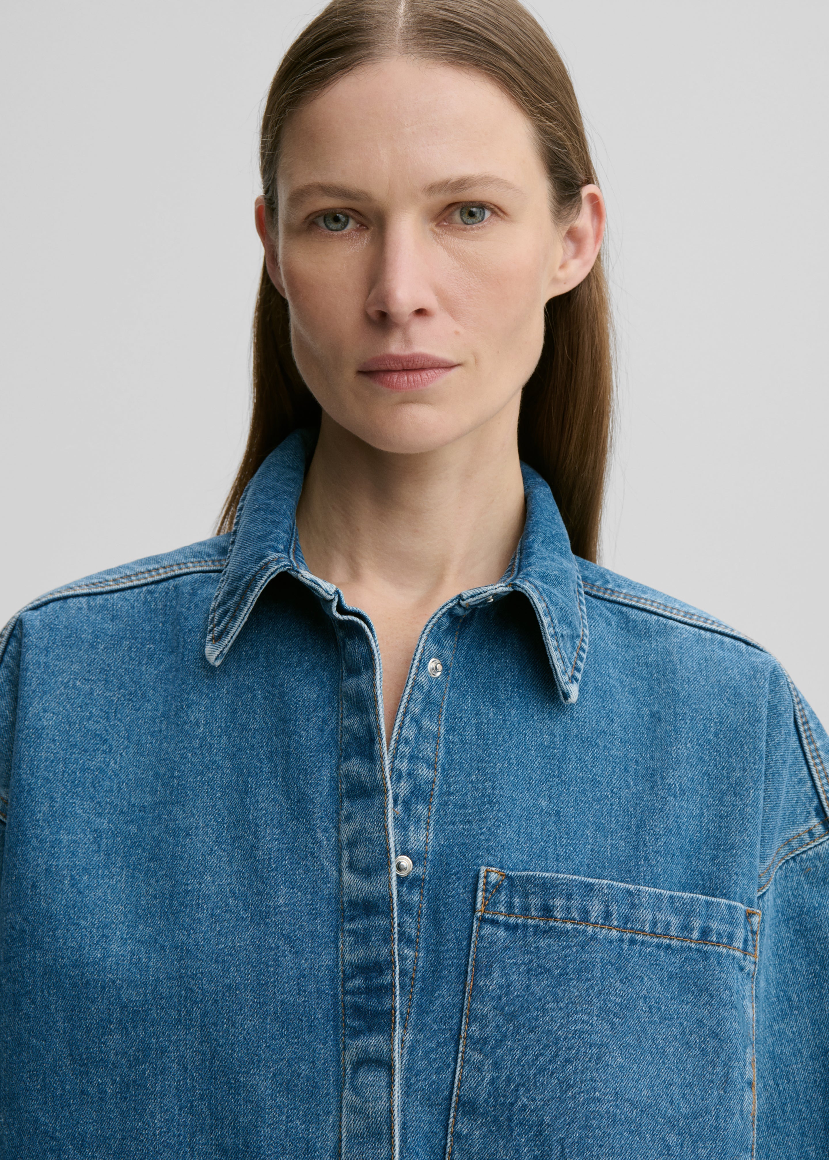 By Malene Birger Dea Denim Shirt - Mid Denim Blue - 3