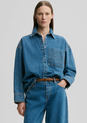 By Malene Birger Dea Denim Shirt - Mid Denim Blue