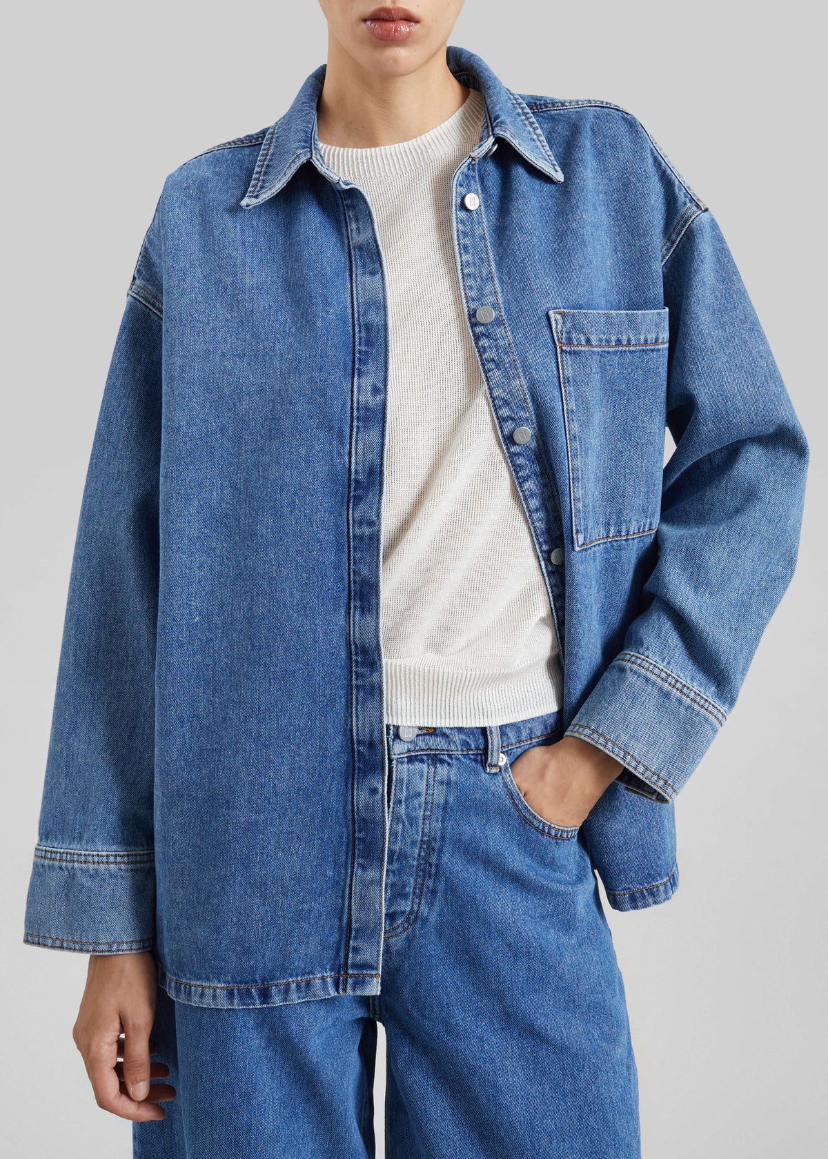 By Malene Birger Dea Denim Shirt - Mid Denim Blue