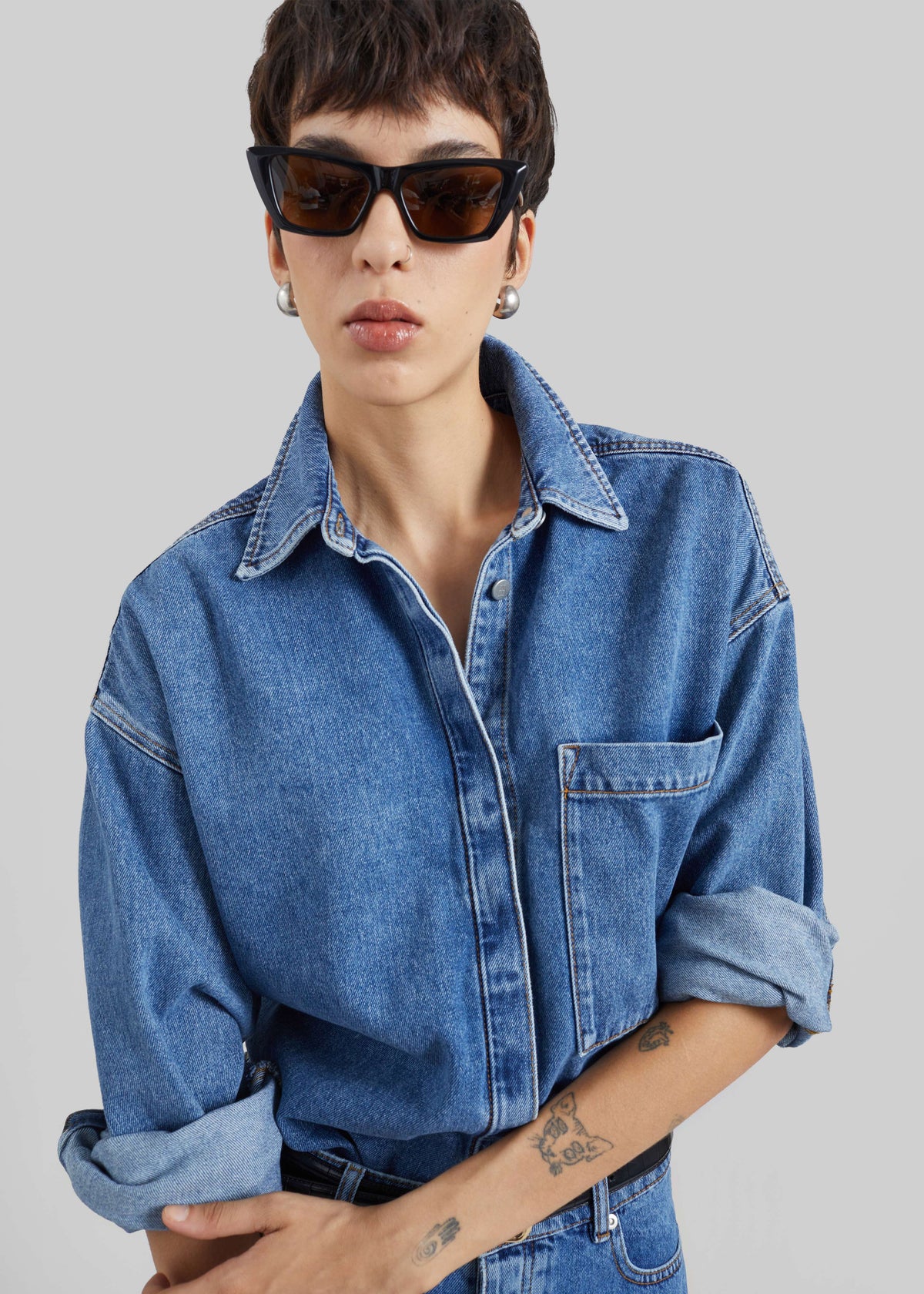 By Malene Birger Dea Denim Shirt - Mid Denim Blue