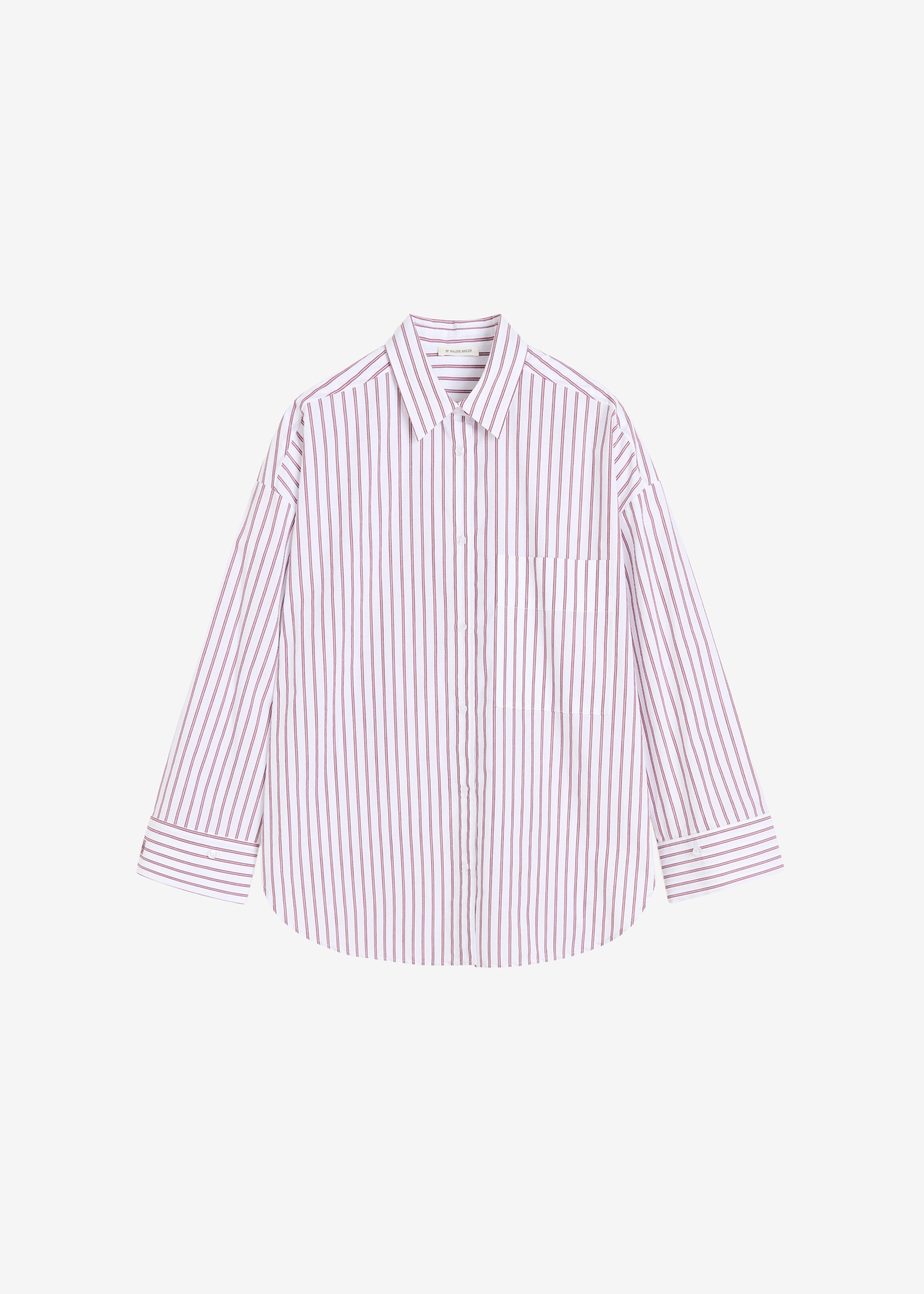 By Malene Birger Derris Cotton Shirt - Cabernet Stripe - 6