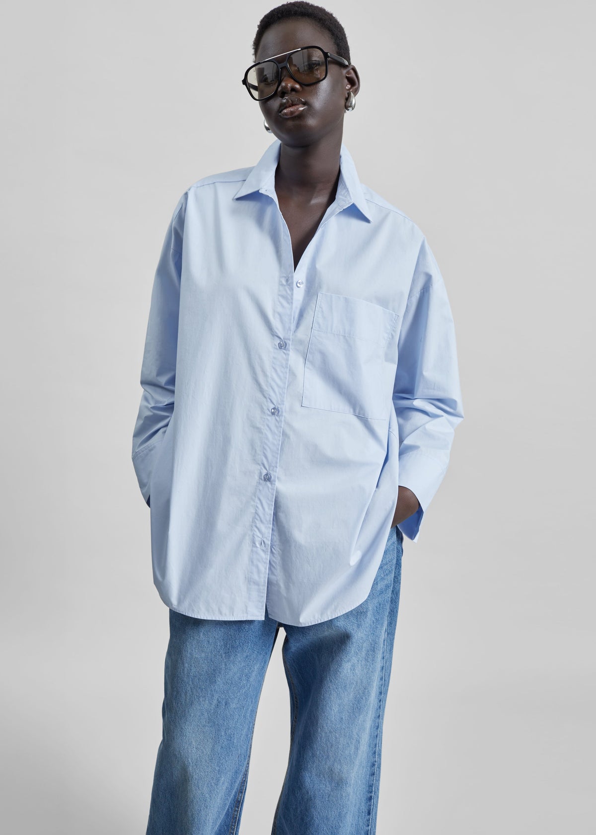 By Malene Birger Derris Cotton Shirt - Periwinkle Blue - 2