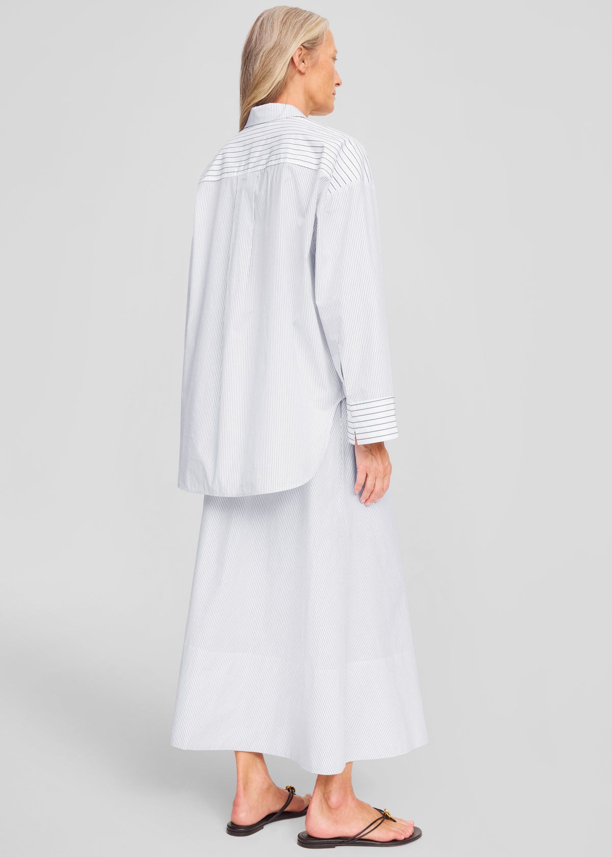 By Malene Birger Derris Shirt - White/Black Mix Stripe - 11