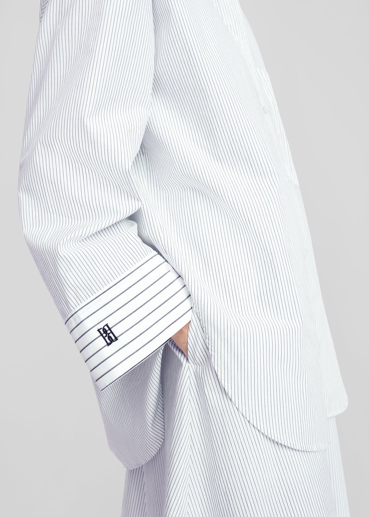 By Malene Birger Derris Shirt - White/Black Mix Stripe - 9