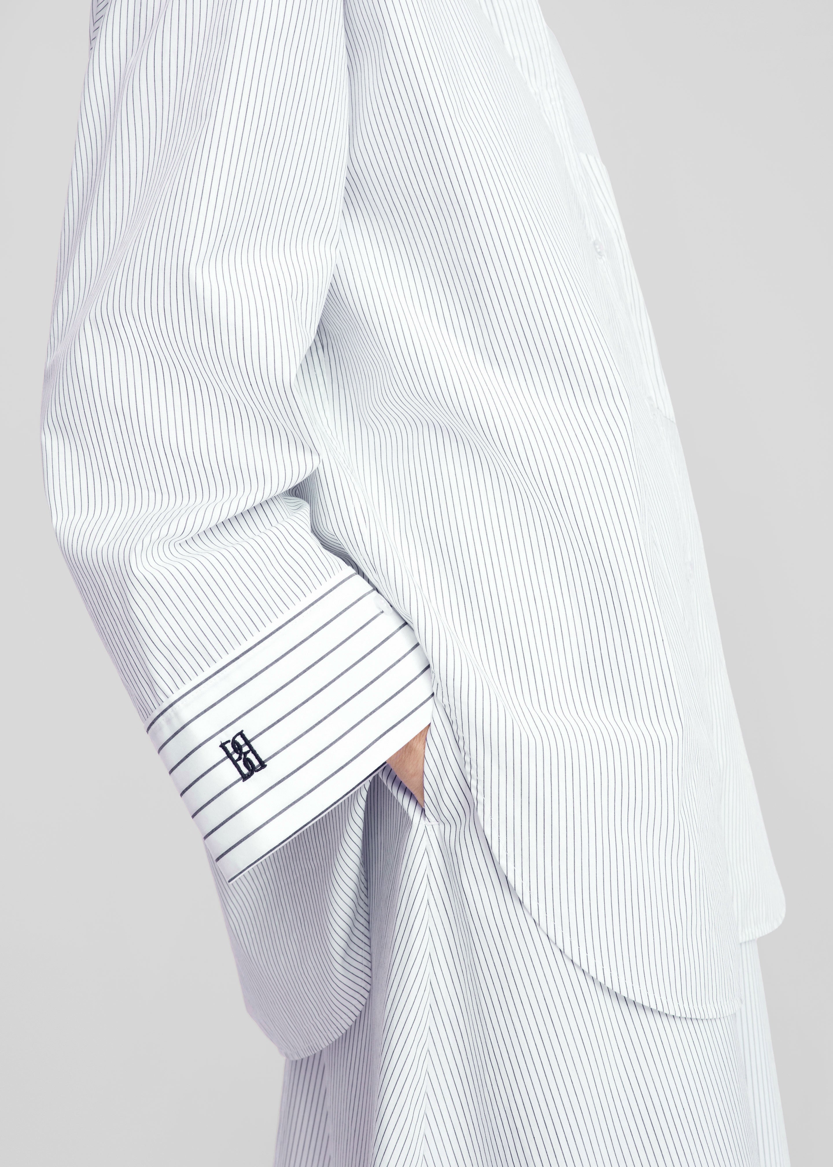 By Malene Birger Derris Shirt - White/Black Mix Stripe - 9