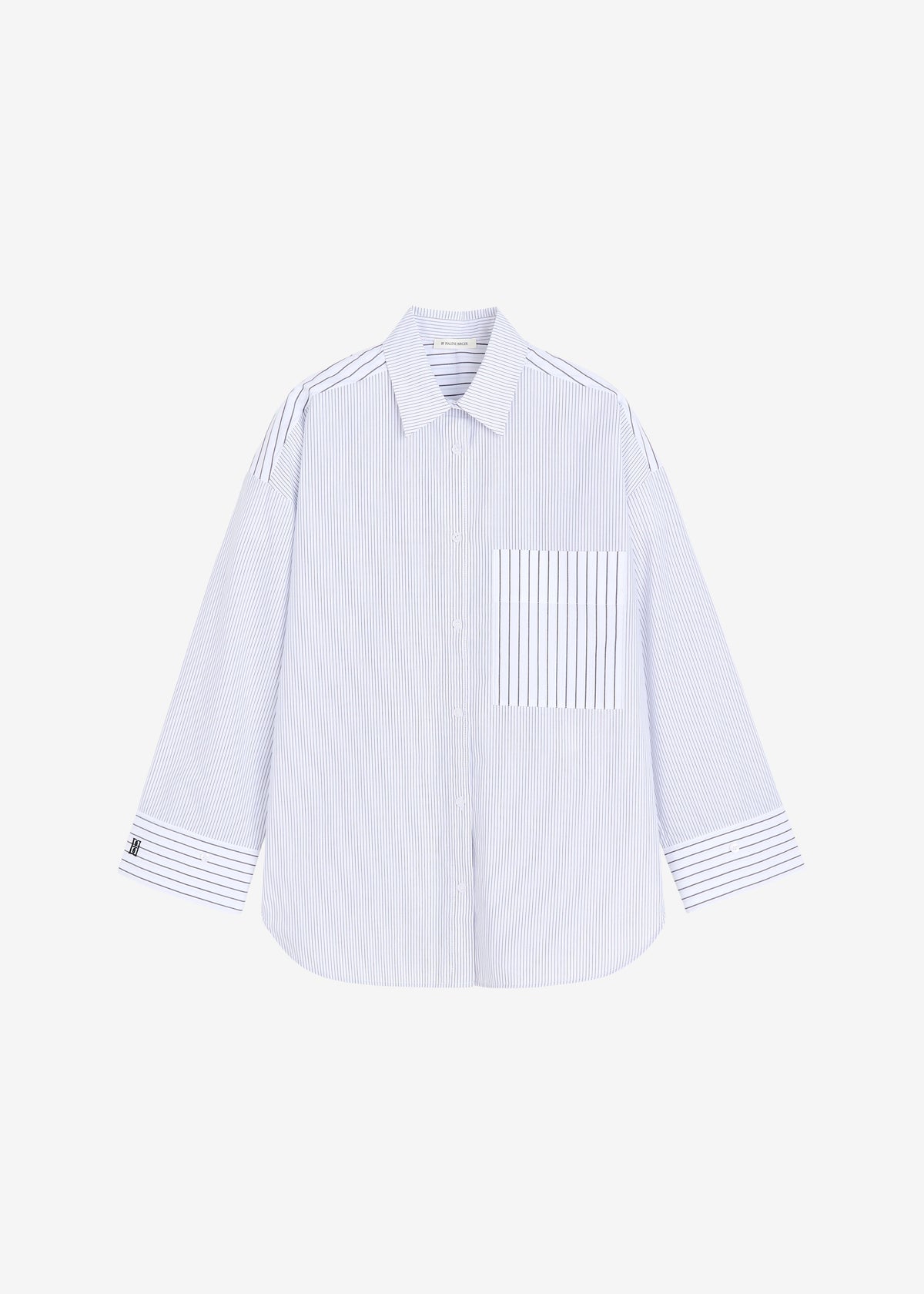 By Malene Birger Derris Shirt - White/Black Mix Stripe - 12