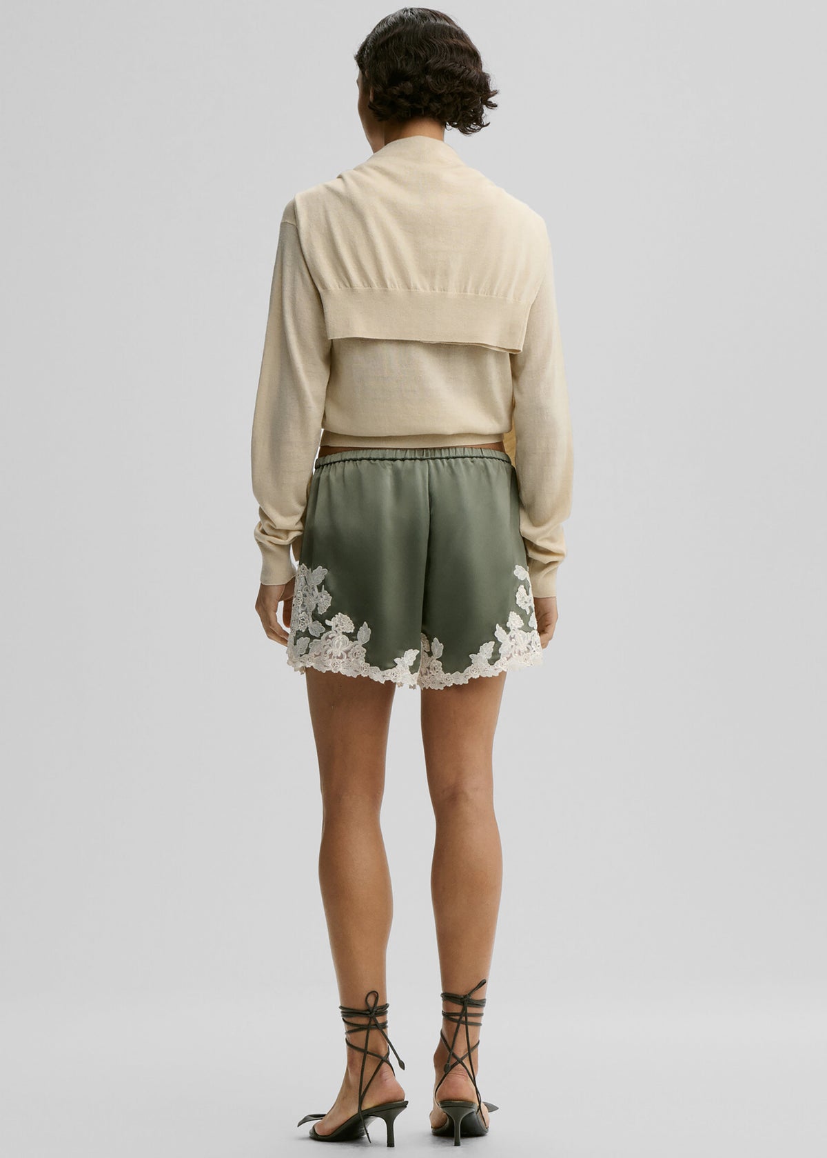 By Malene Birger Eri Satin Shorts - Deep Lichen Green - 2