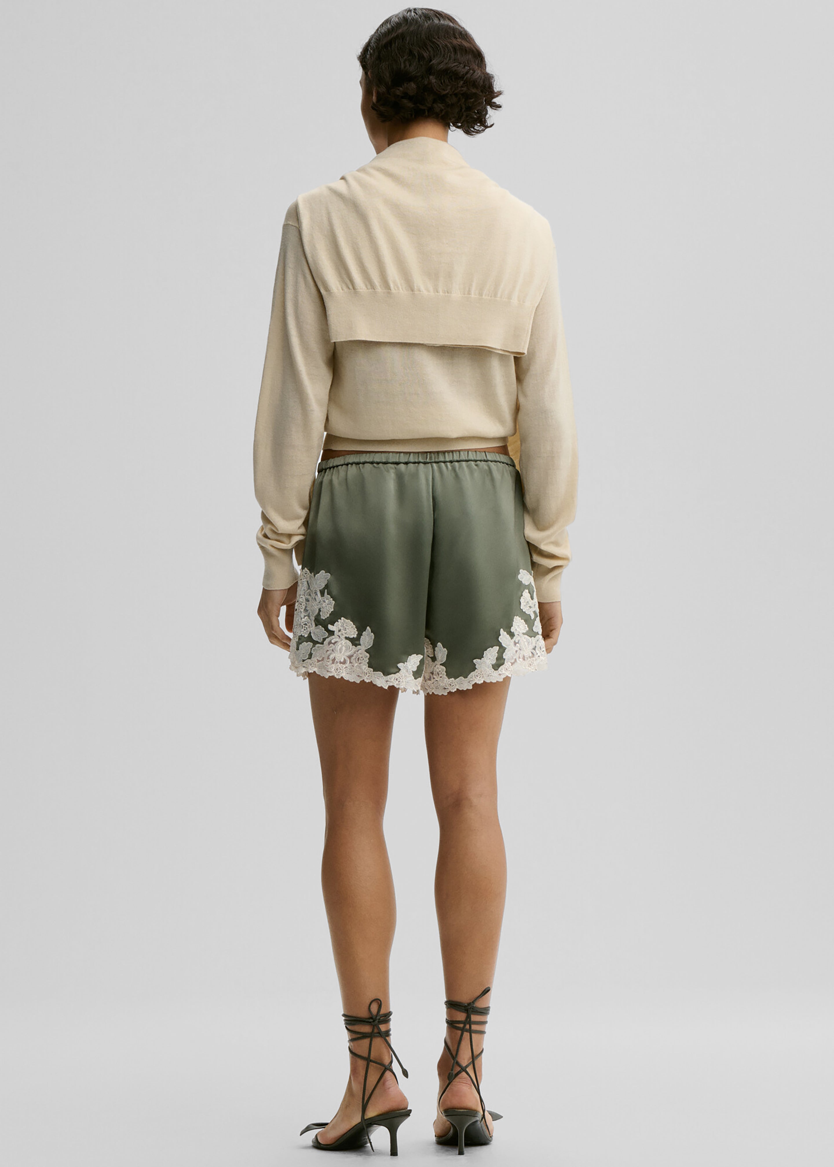 By Malene Birger Eri Satin Shorts - Deep Lichen Green - 2