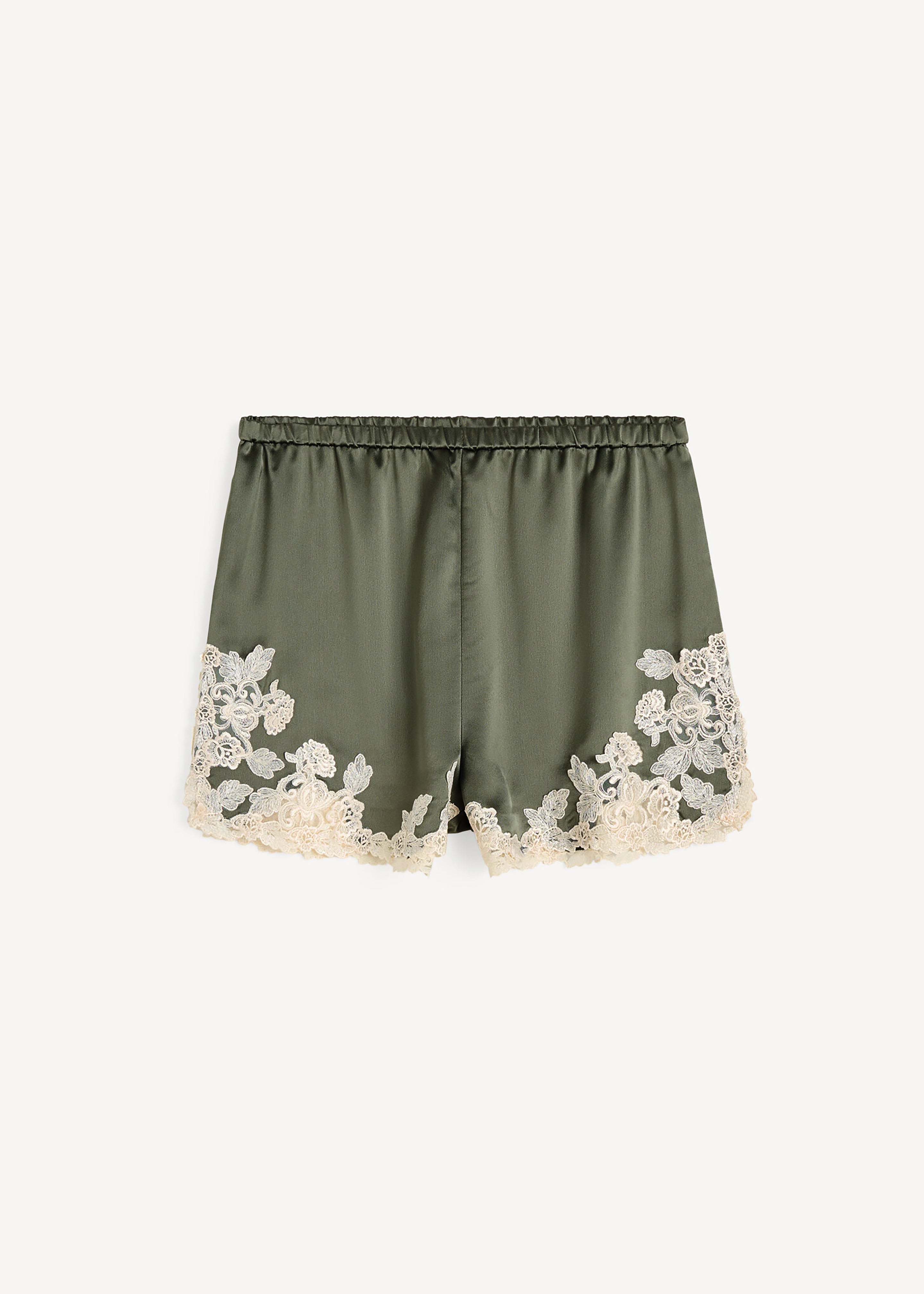 By Malene Birger Eri Satin Shorts - Deep Lichen Green - 3