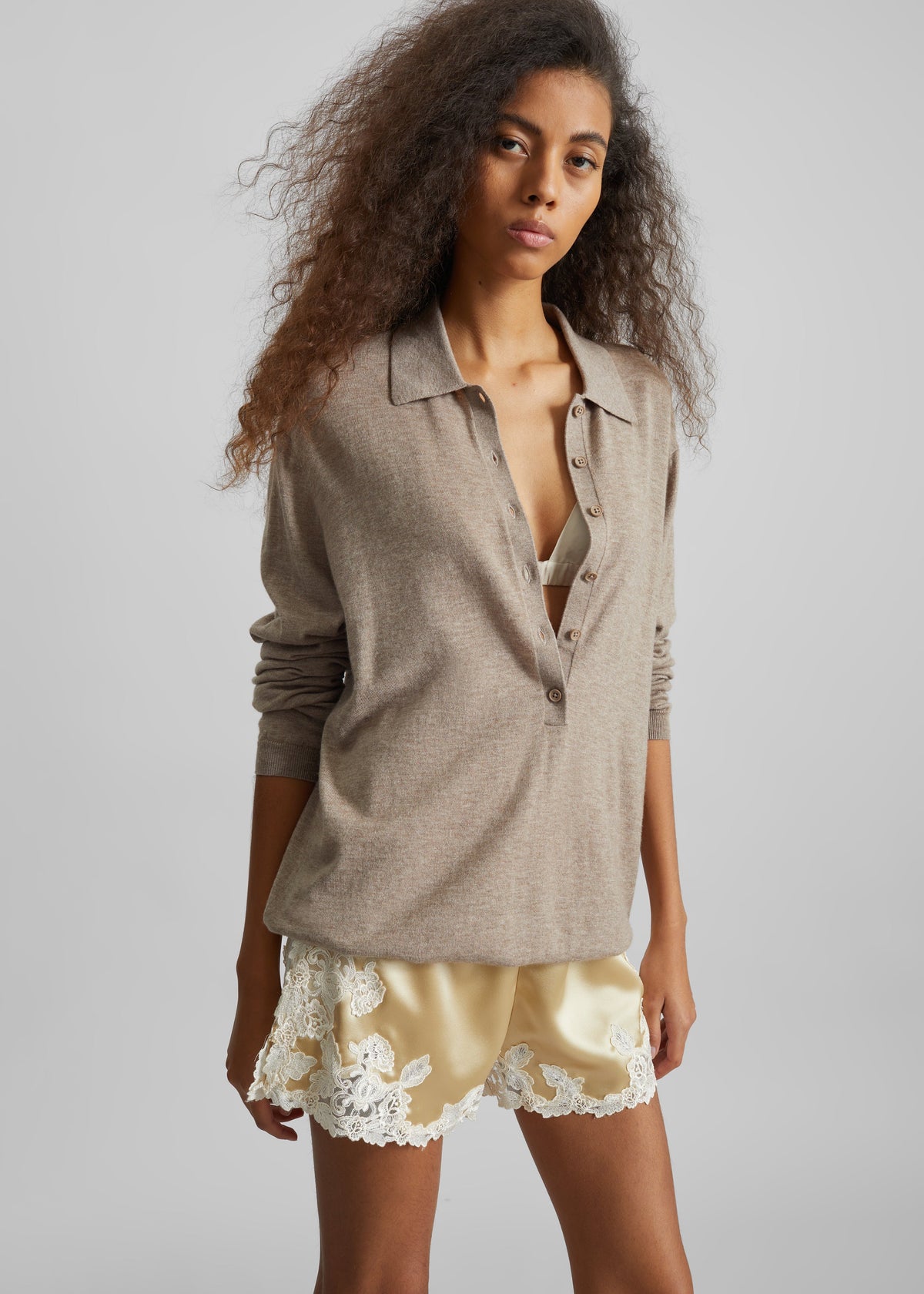 By Malene Birger Eri Satin Shorts - Vanilla Cream - 1