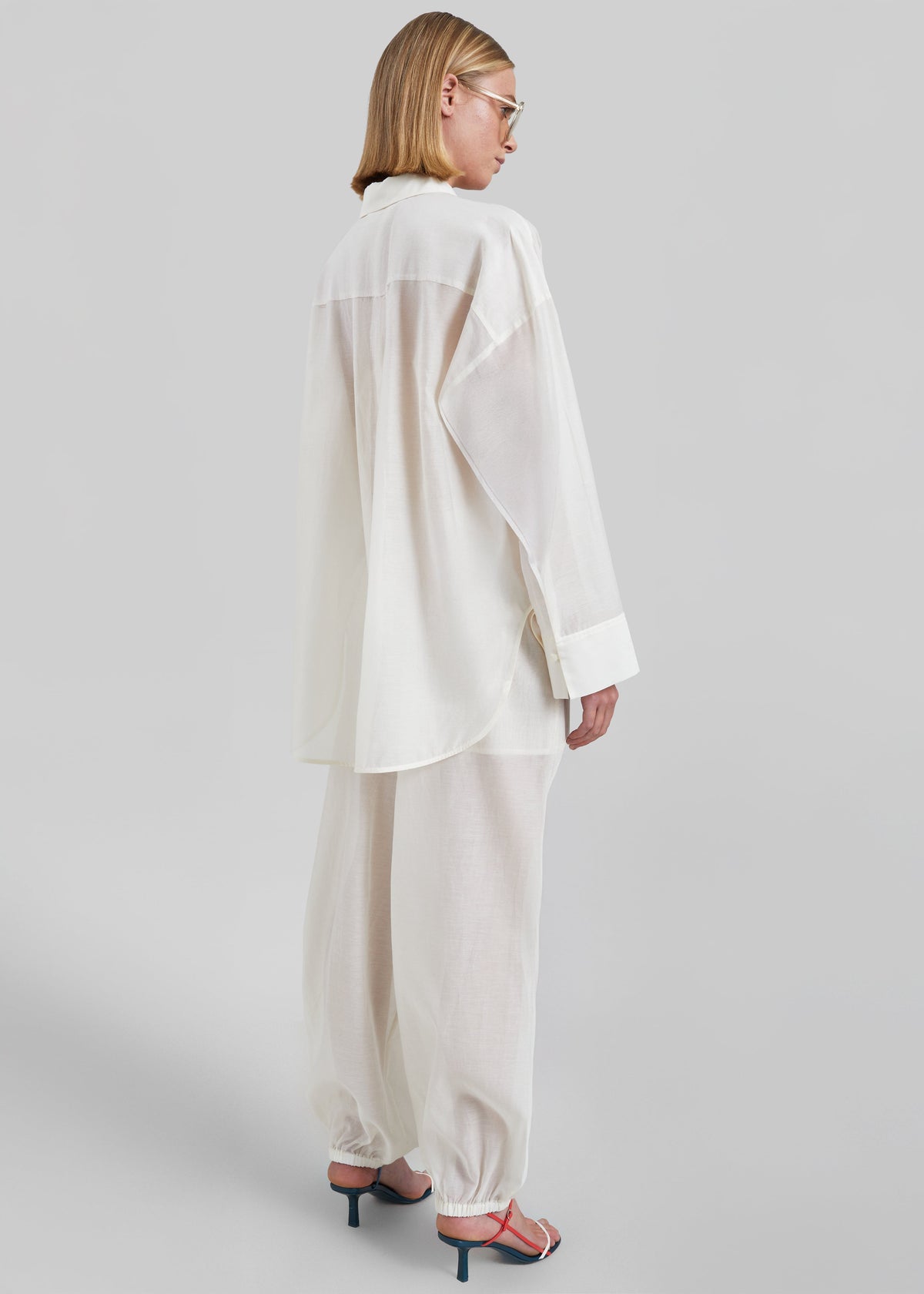 By Malene Birger Lumas Silk Organza Trousers - Soft White - 5
