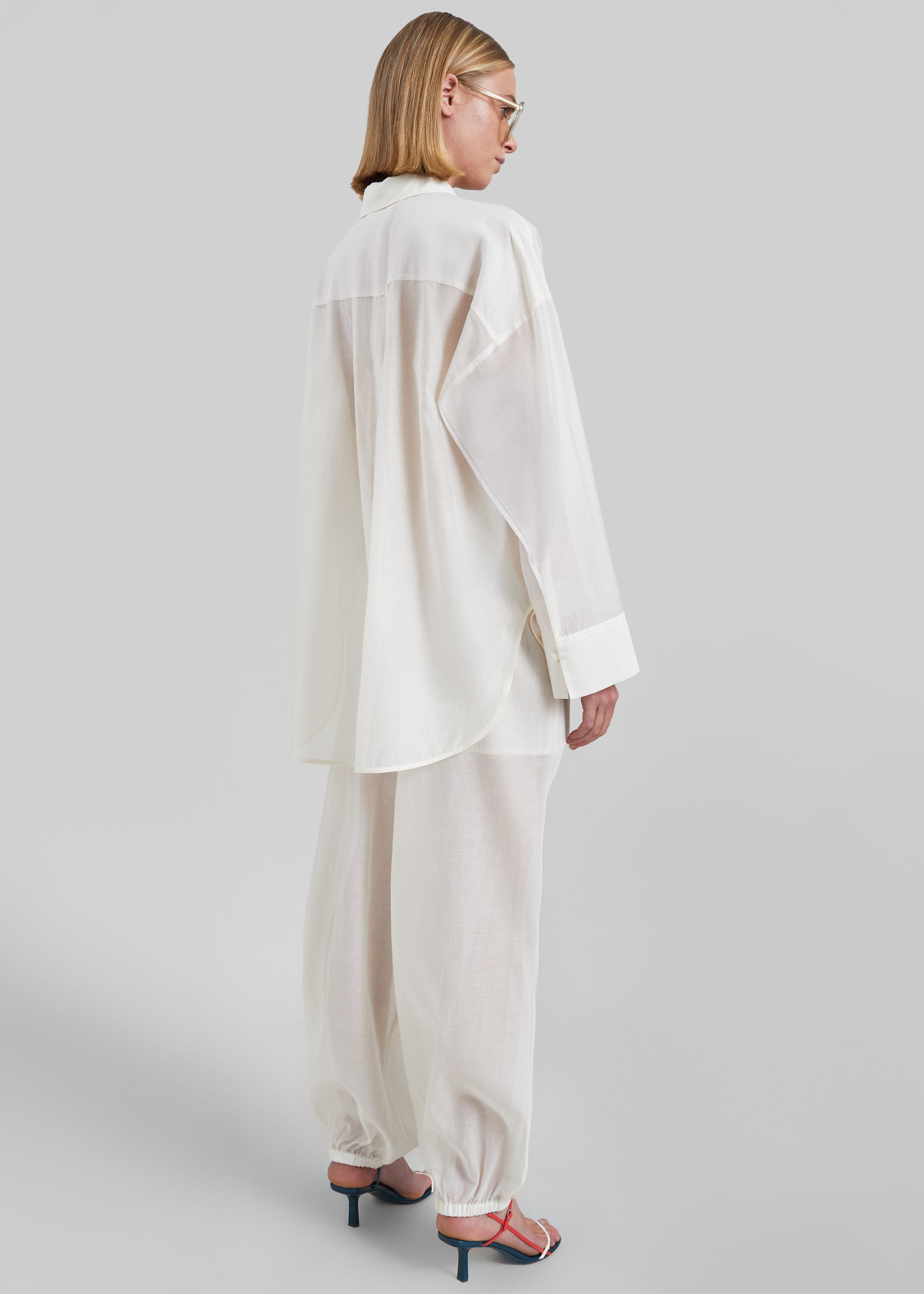 By Malene Birger Lumas Silk Organza Trousers - Soft White - 5