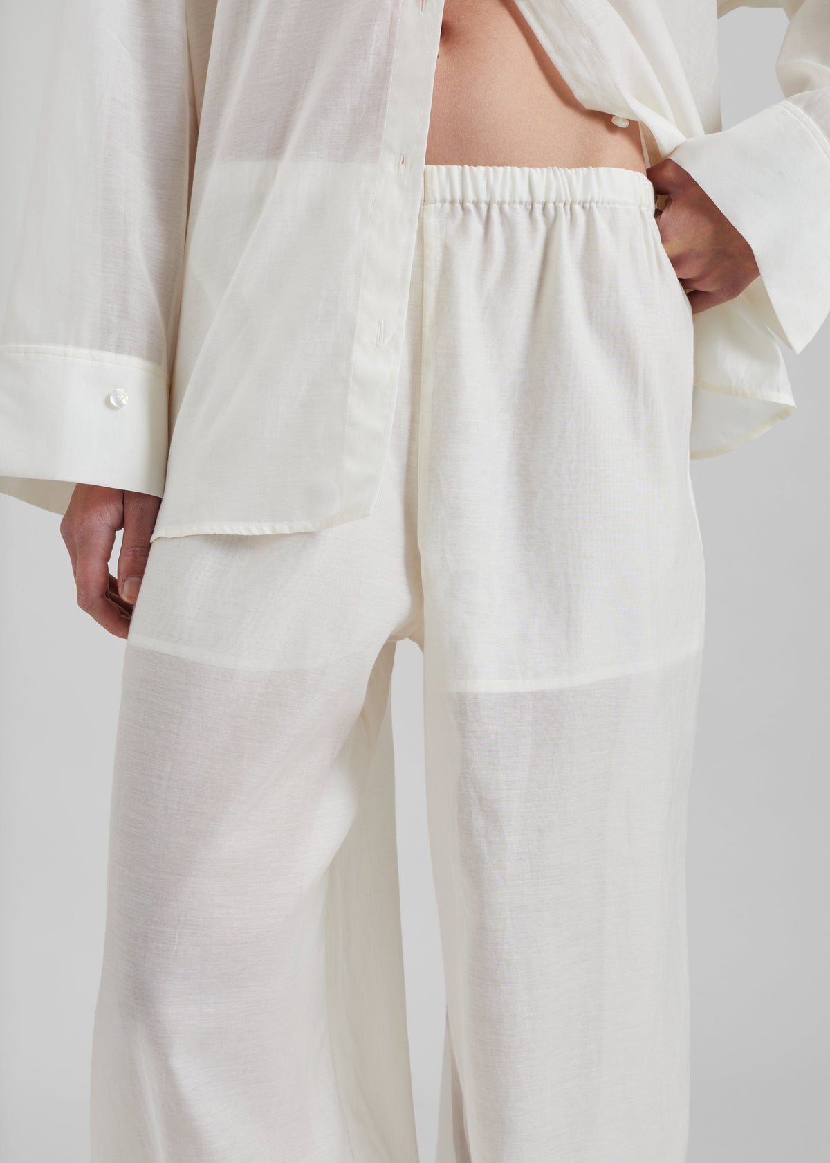 By Malene Birger Lumas Silk Organza Trousers - Soft White - 4
