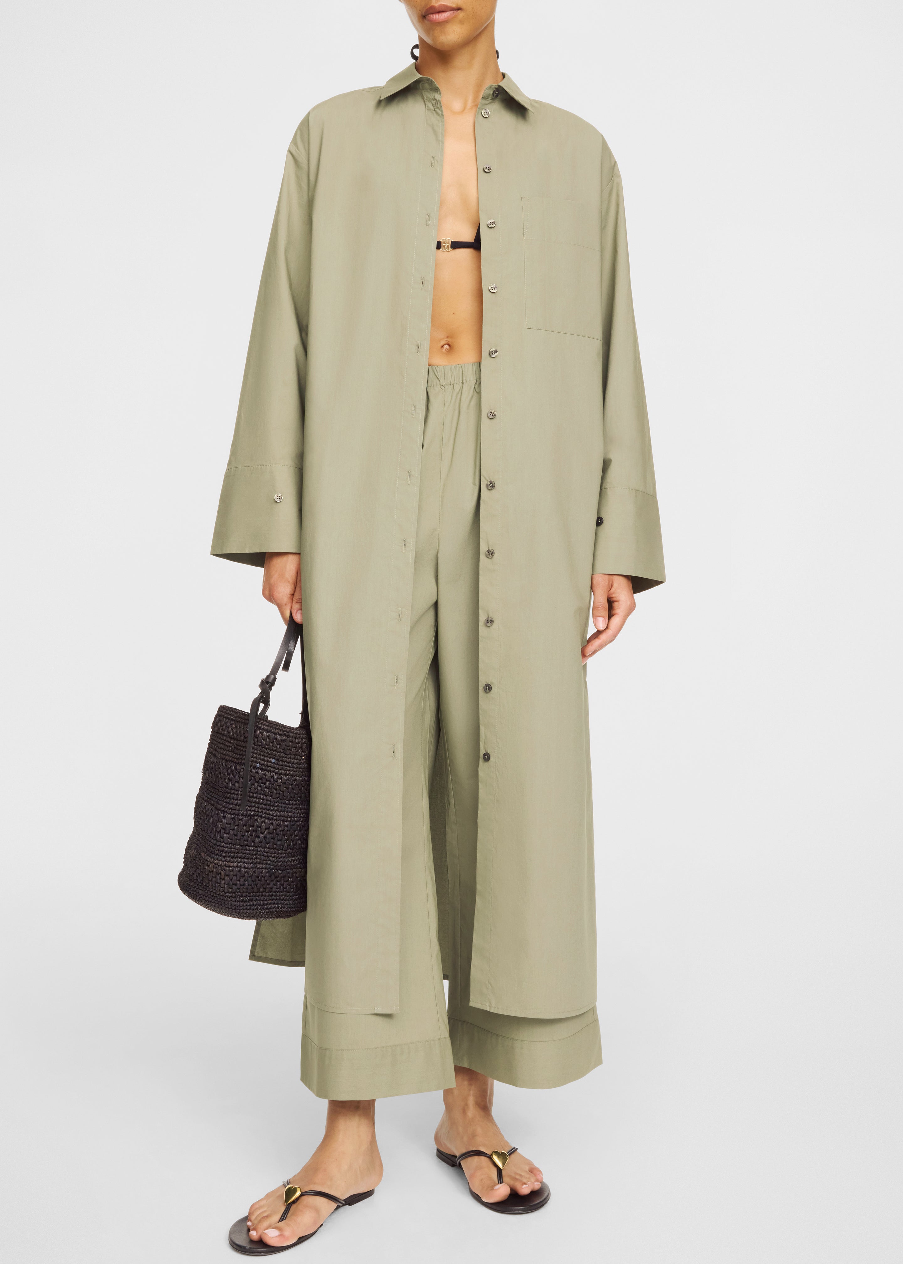 By Malene Birger Perroti Cotton Maxi Dress - Deep Lichen Green - 1