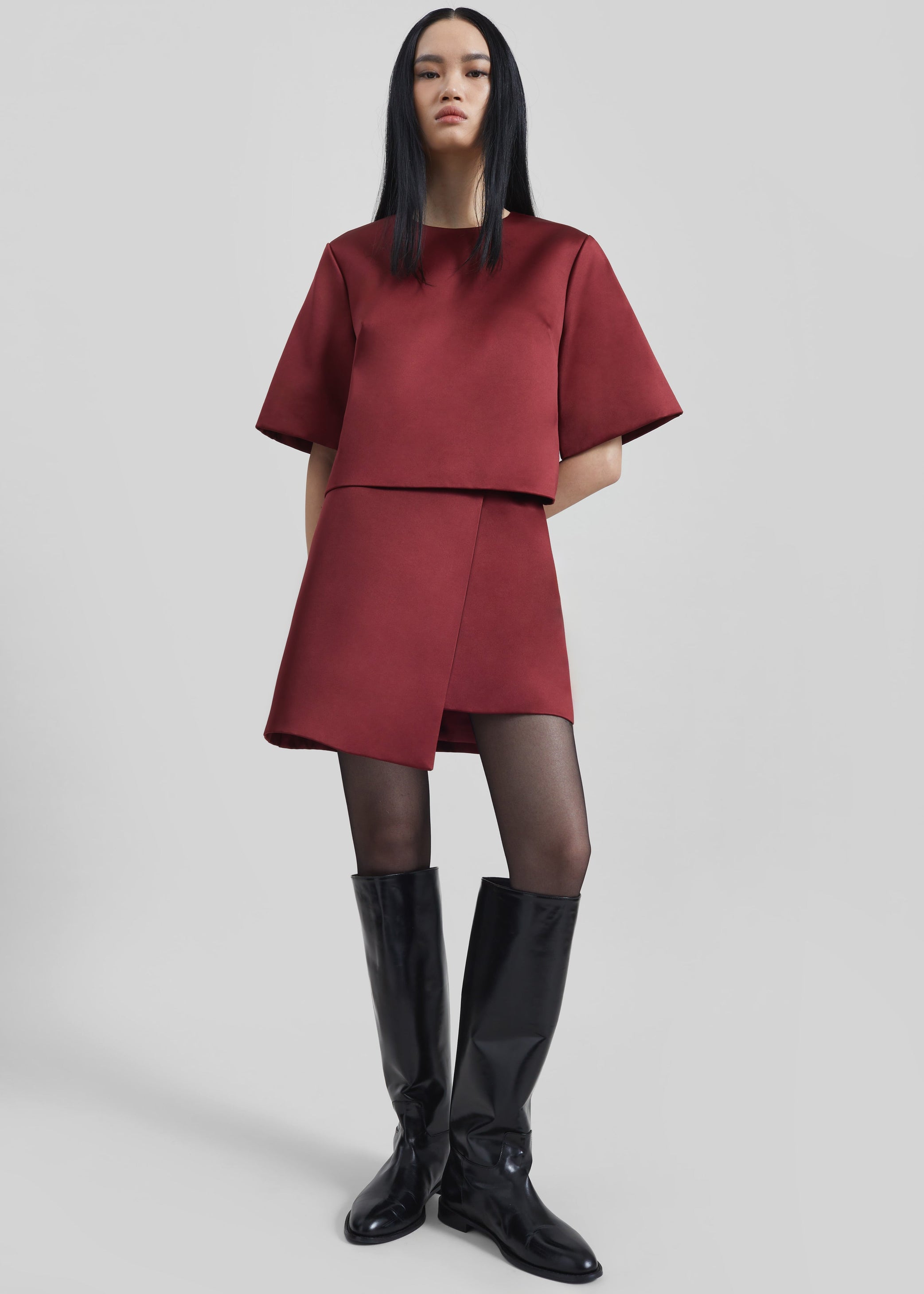 Shop the look image for By Malene Birger Raye Mini Skirt - Cabernet