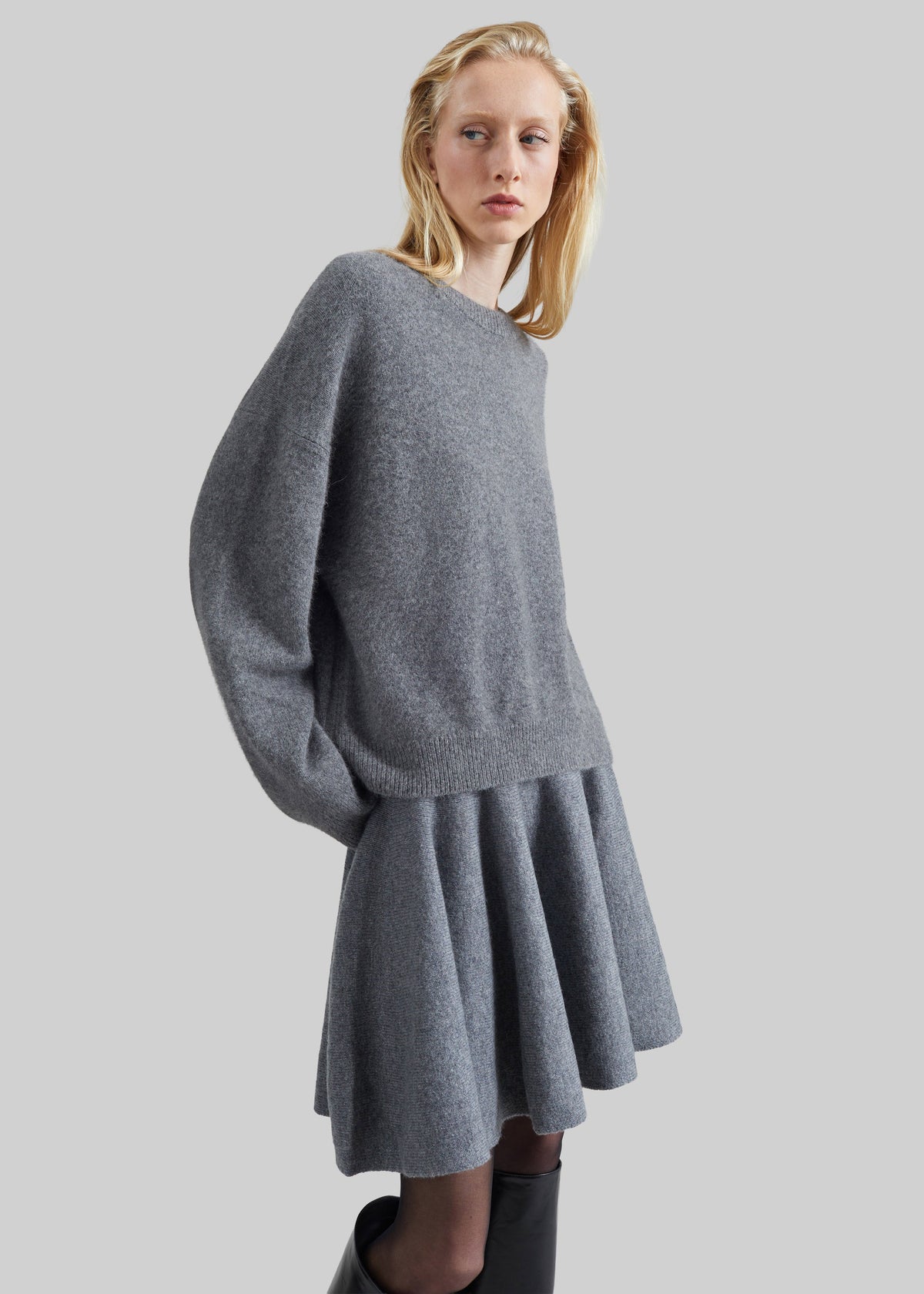 By Malene Birger Sherry Wool Skirt - Grey Melange