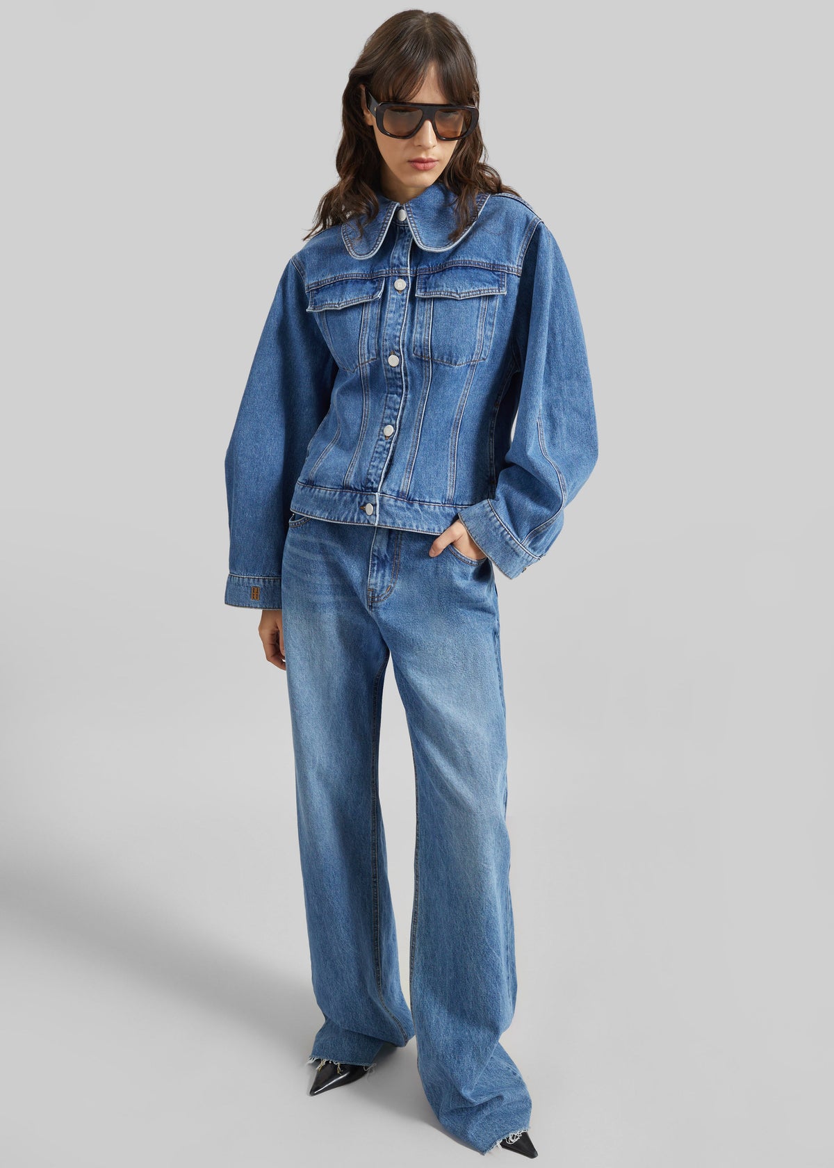 By Malene Birger Villies Jacket - Mid Denim Blue - 5