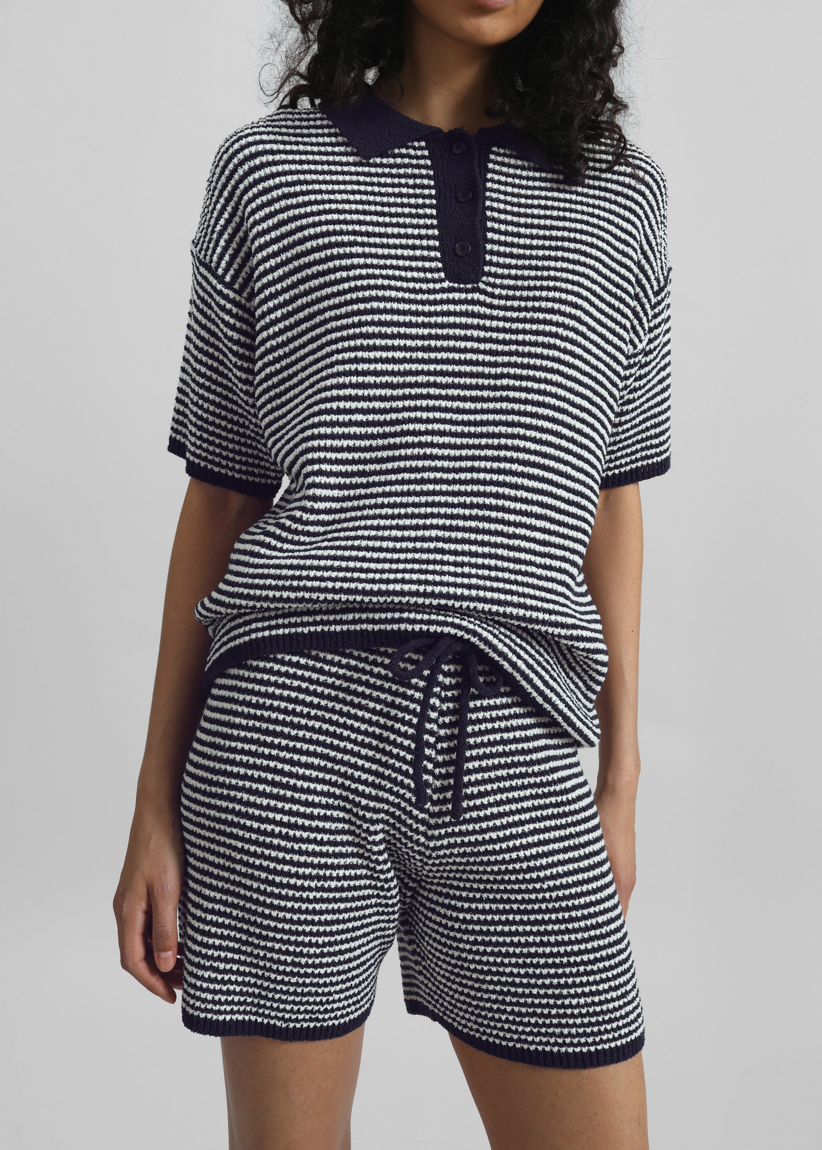 Bynea Knit Shorts - Navy/White Stripe - 4