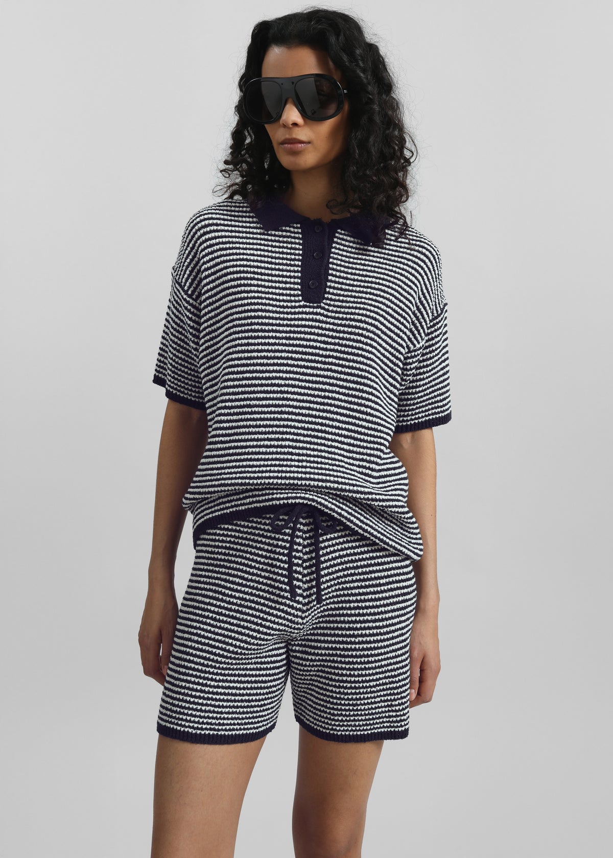 Bynea Knit Shorts - Navy/White Stripe - 6