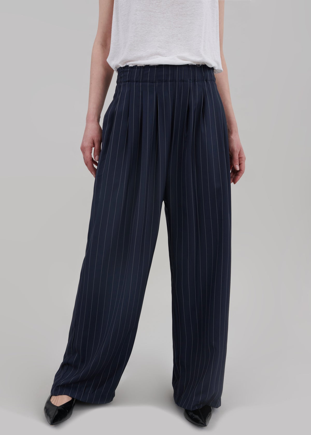 Caden Boxer Trousers - Navy/White Pinstripe - 3