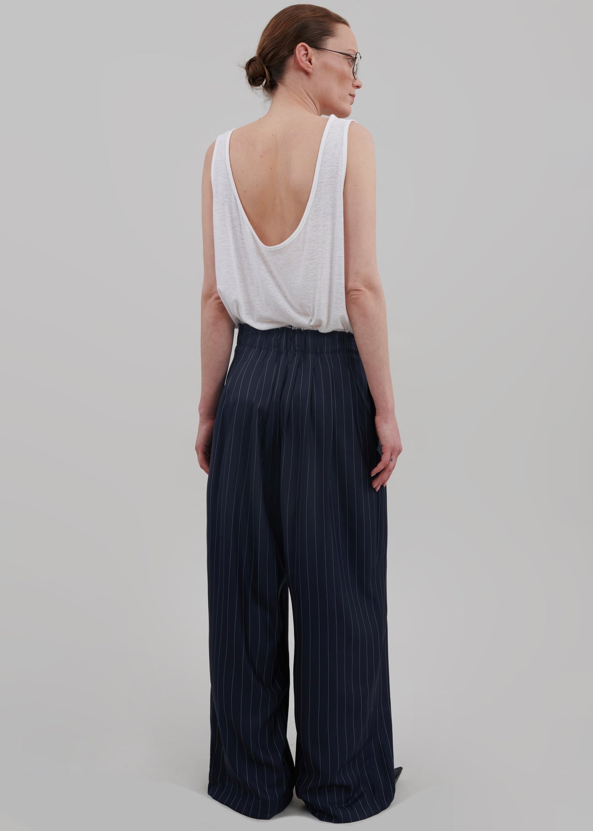Caden Boxer Trousers - Navy/White Pinstripe - 5